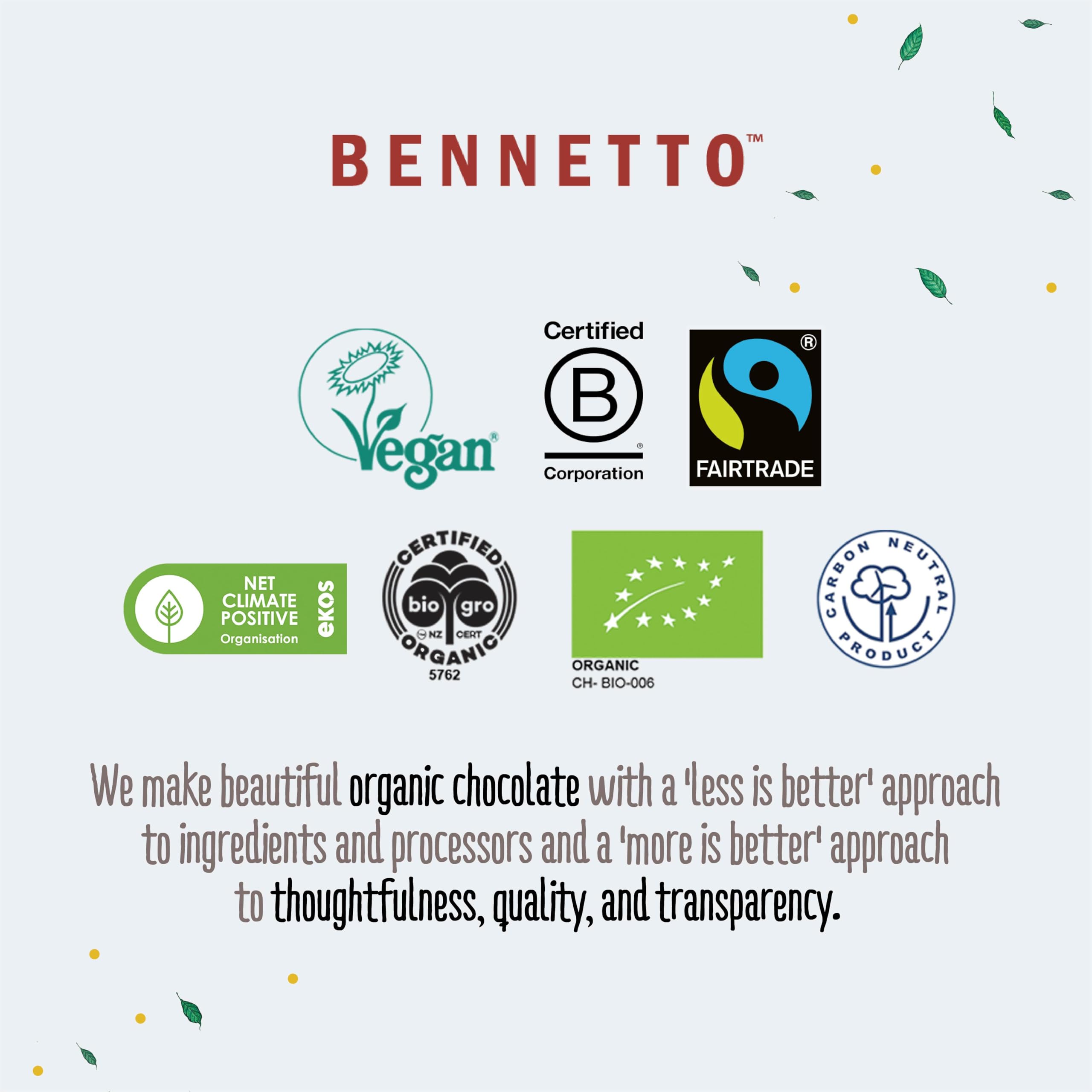 Bennetto 70 % Bio-Schokoladentafel mit dunkler Schokolade – Kakao aus Ecuador, vegan und glutenfrei