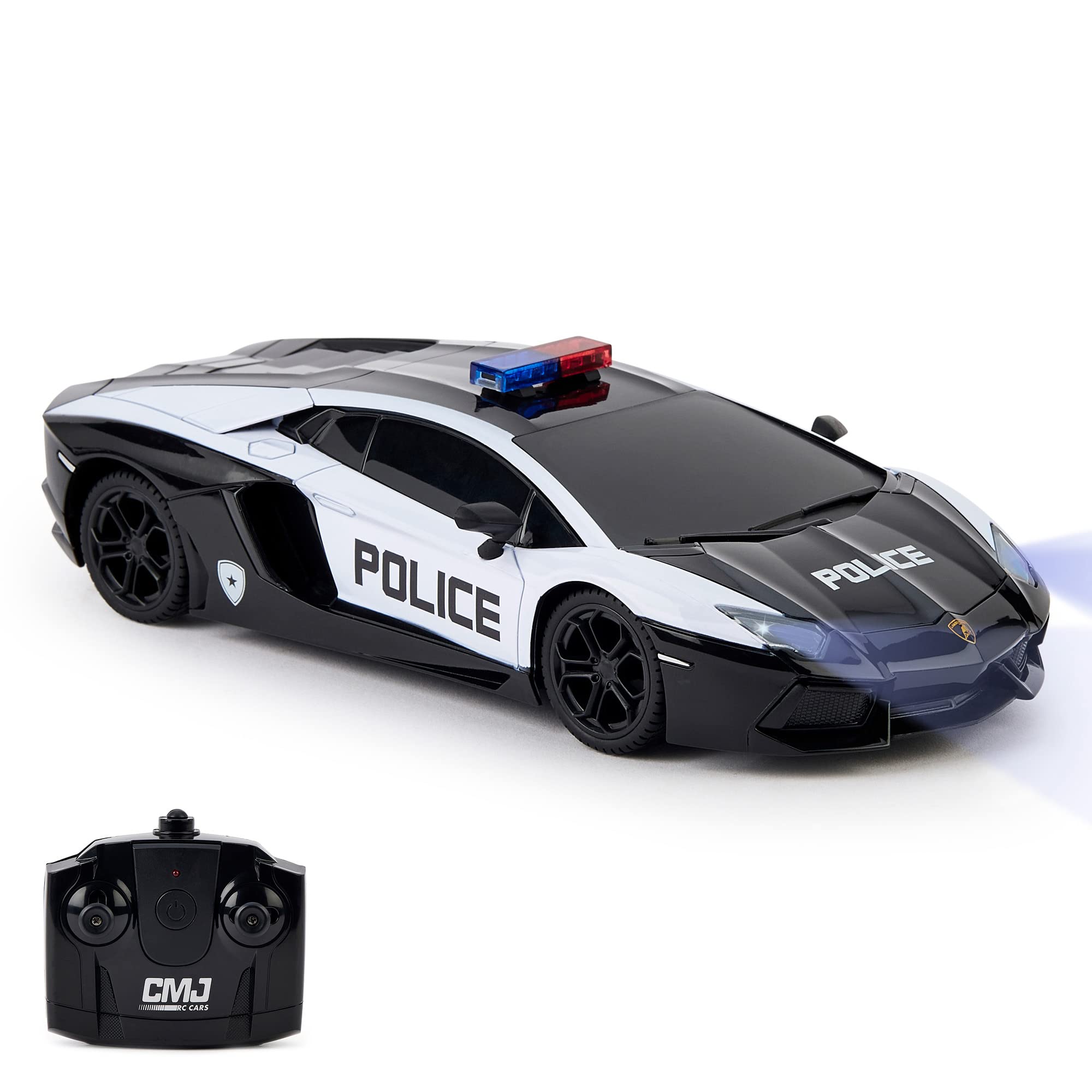 CMJ RC Lamborghini Aventador LP700-4 Police Car - 2.4GHz Remote Control Vehicle for Kids 6+