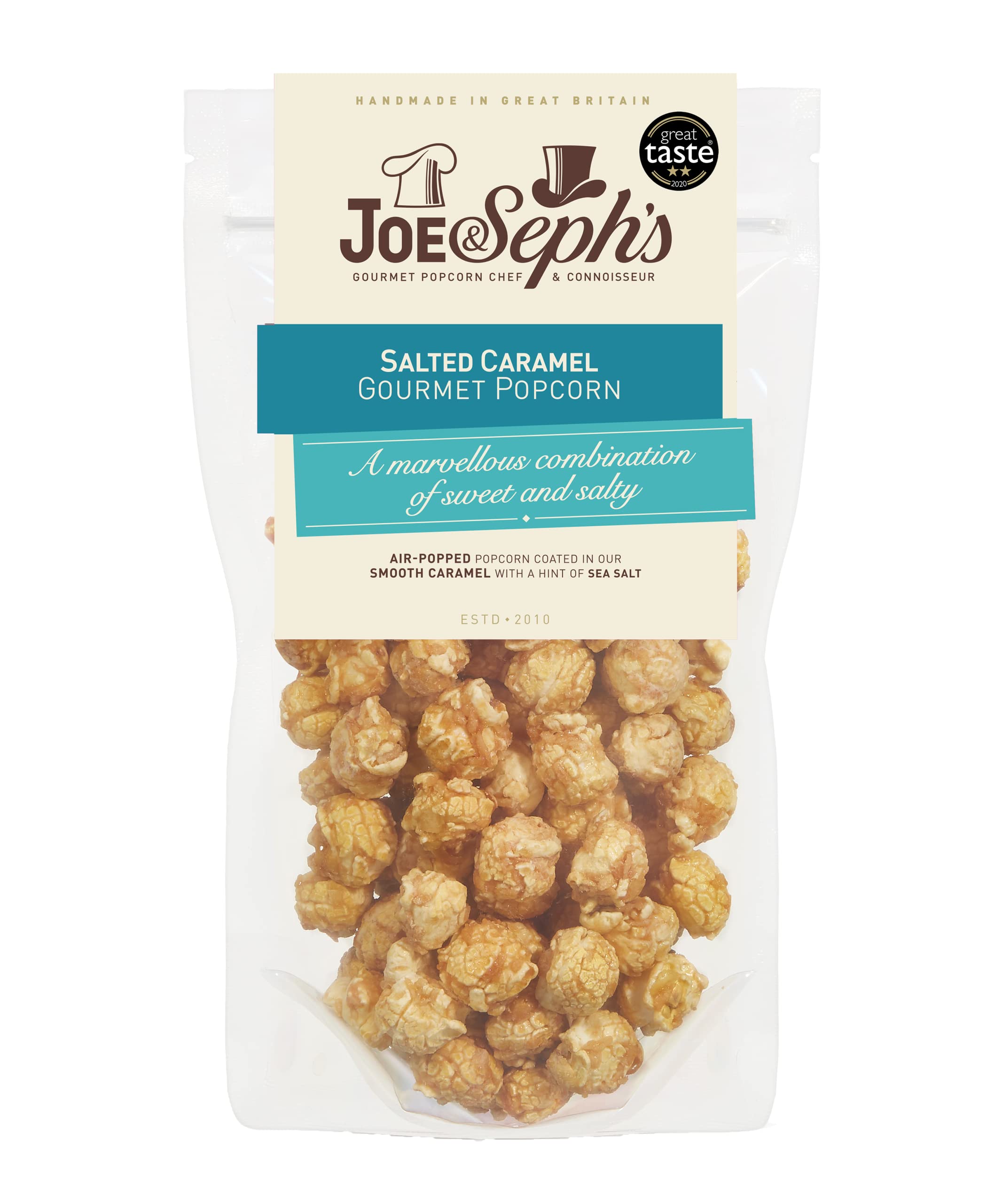 Joe & Seph's Salted Caramel Popcorn (80g) - Gourmet Air-Popped, Handmade in UK, 2 Gold Stars Great Taste Award Winner