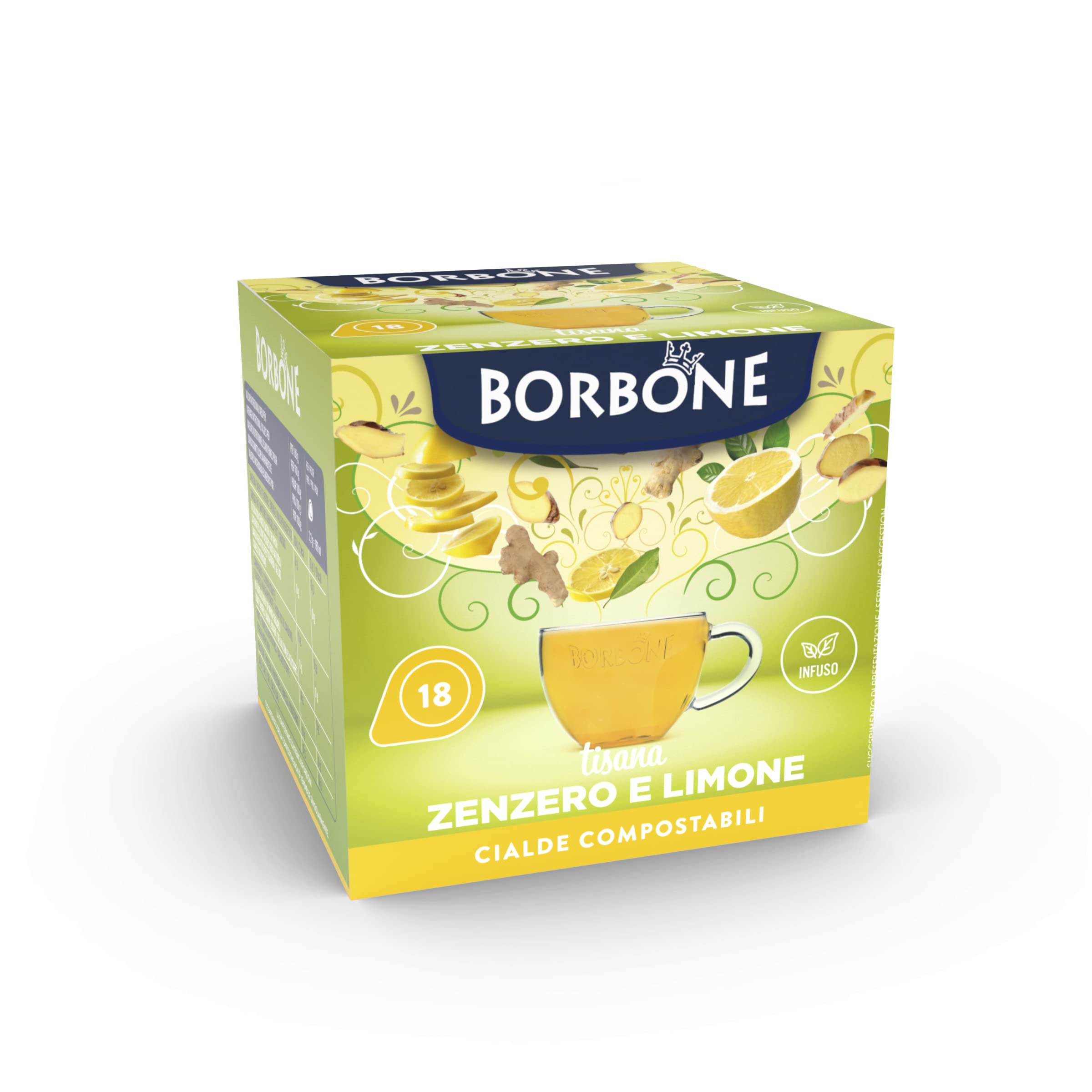 Caffè Borbone Ginger and Lemon Infusion - 72 Pods (4 Packs of 18) - ESE Compatible