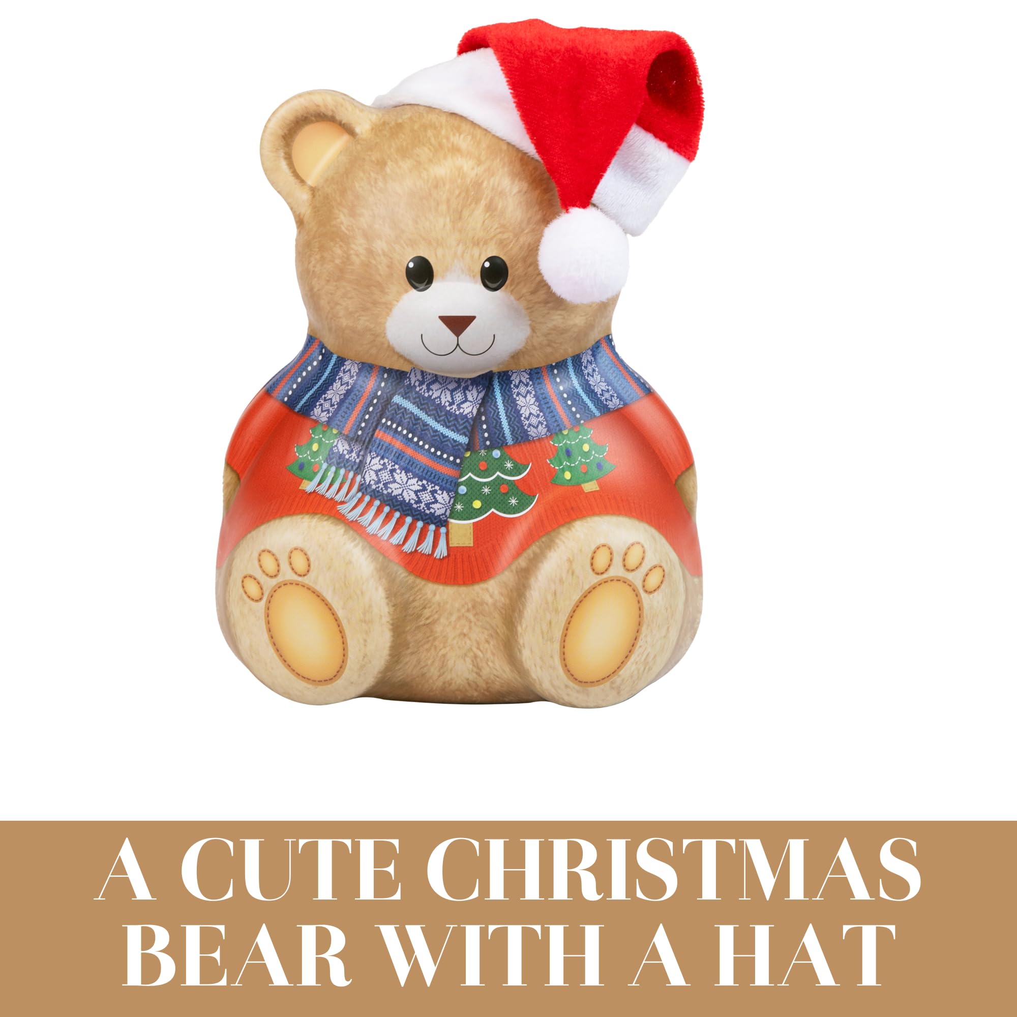 The Silver Crane Co. - Christmas Bear with Hat Gift Set Biscuit Tin