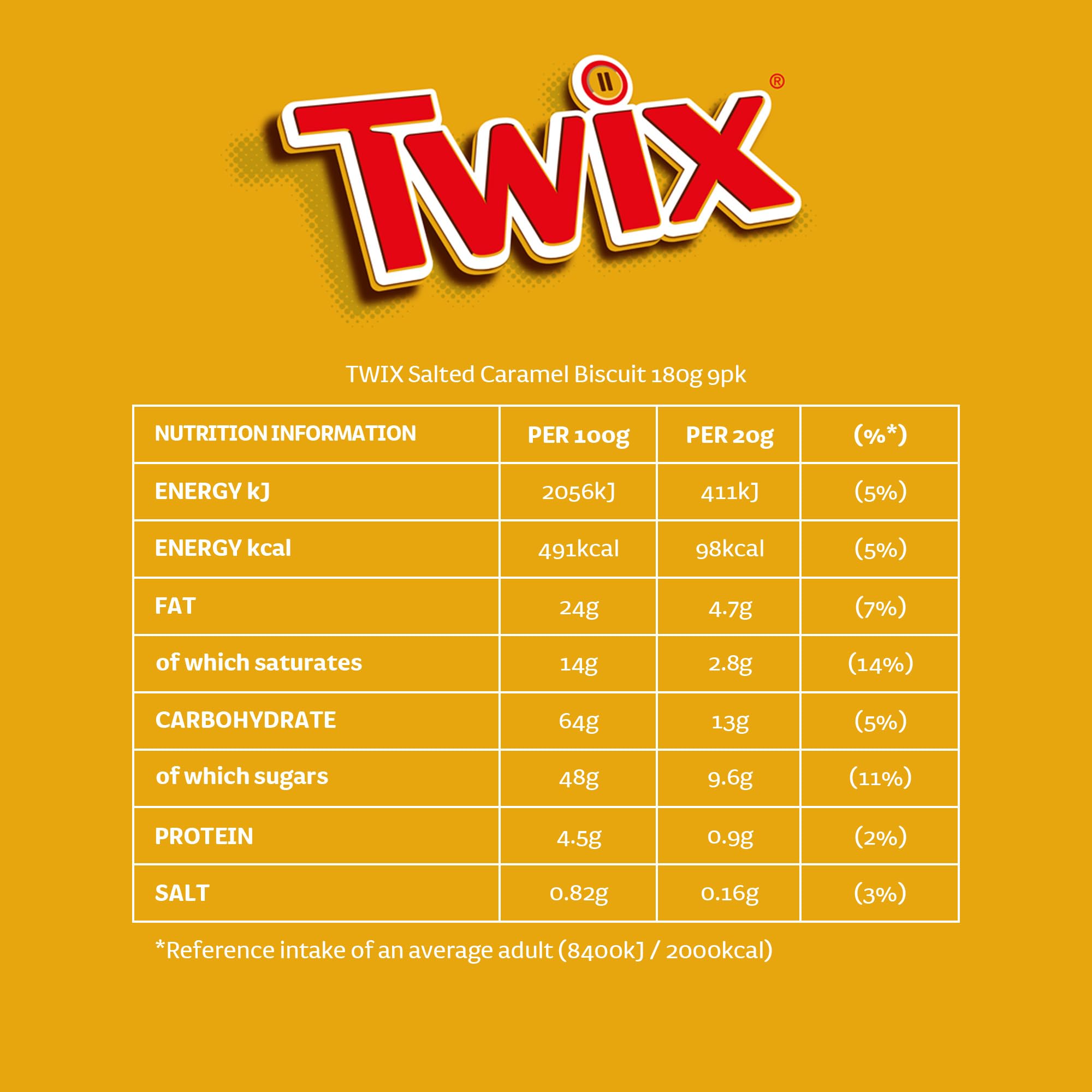 Twix - Gesalzene Karamell- und Milchschokoladenfinger-Keks-Snackriegel, Multipack (9 x 20 g) 3