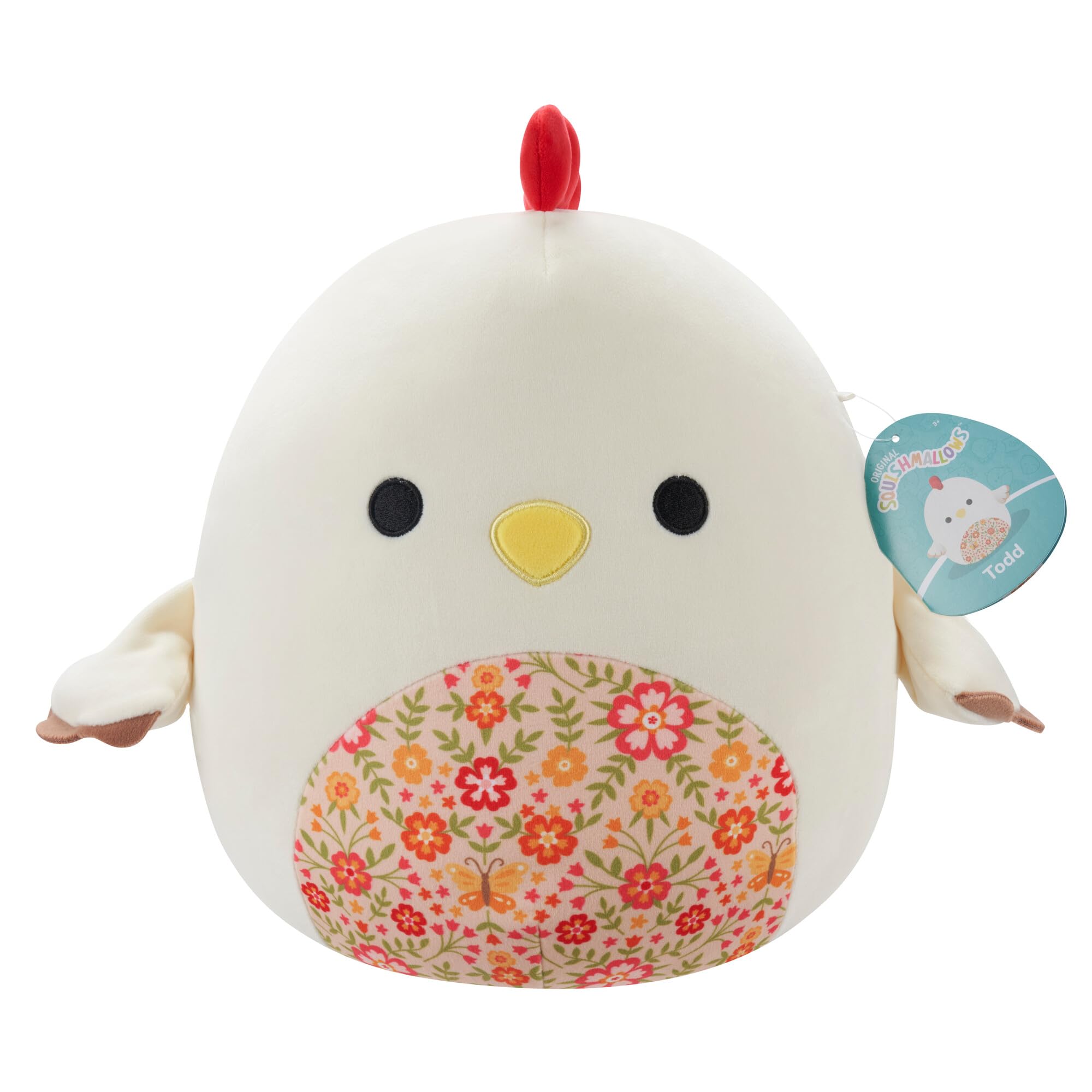 Squishmallows 12-Inch Plush - Todd the Beige Rooster with Floral Belly