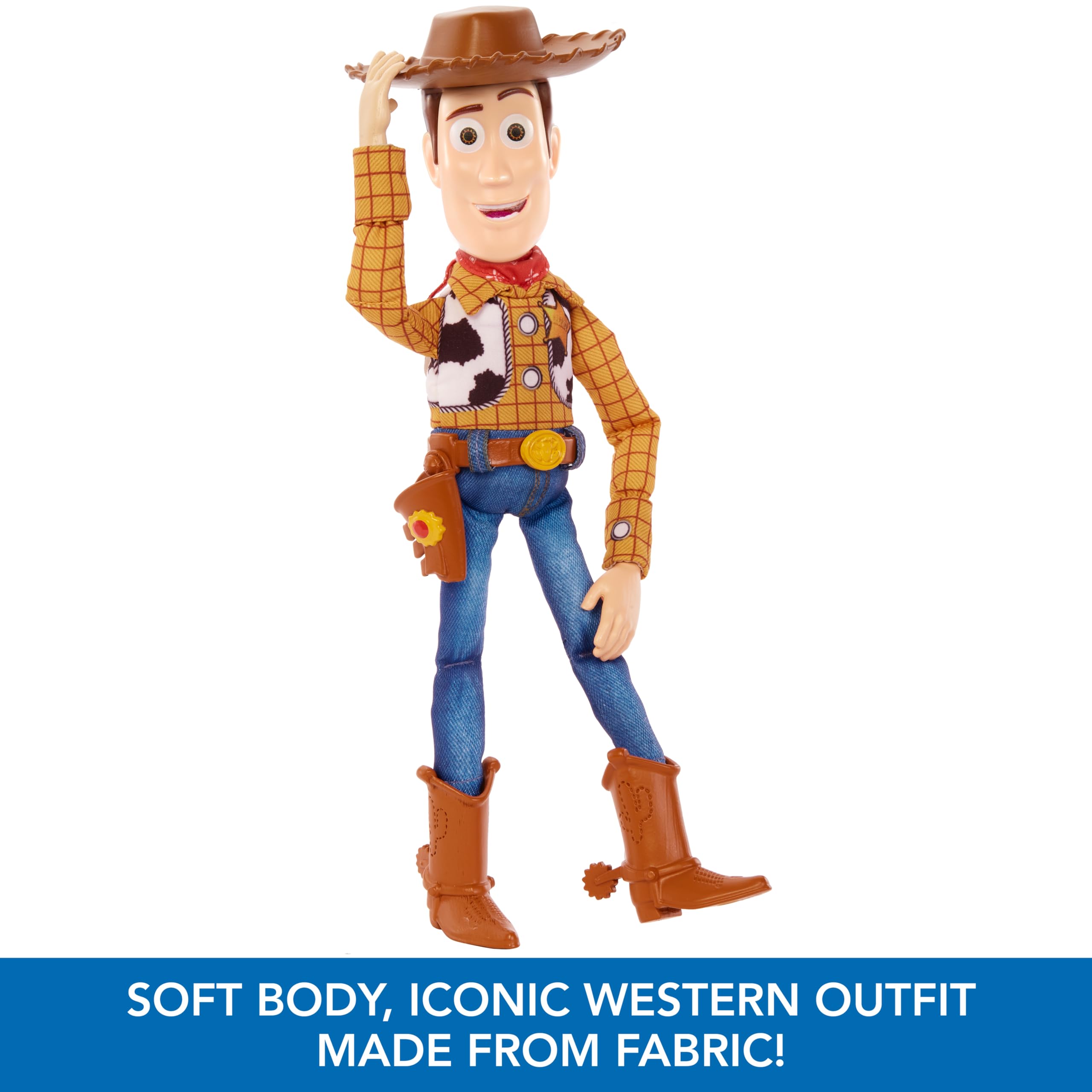 Mattel Disney Pixar Toy Story Roundup Fun Woody Talking Posable Figure - 12 Inch, 30+ Phrases 4
