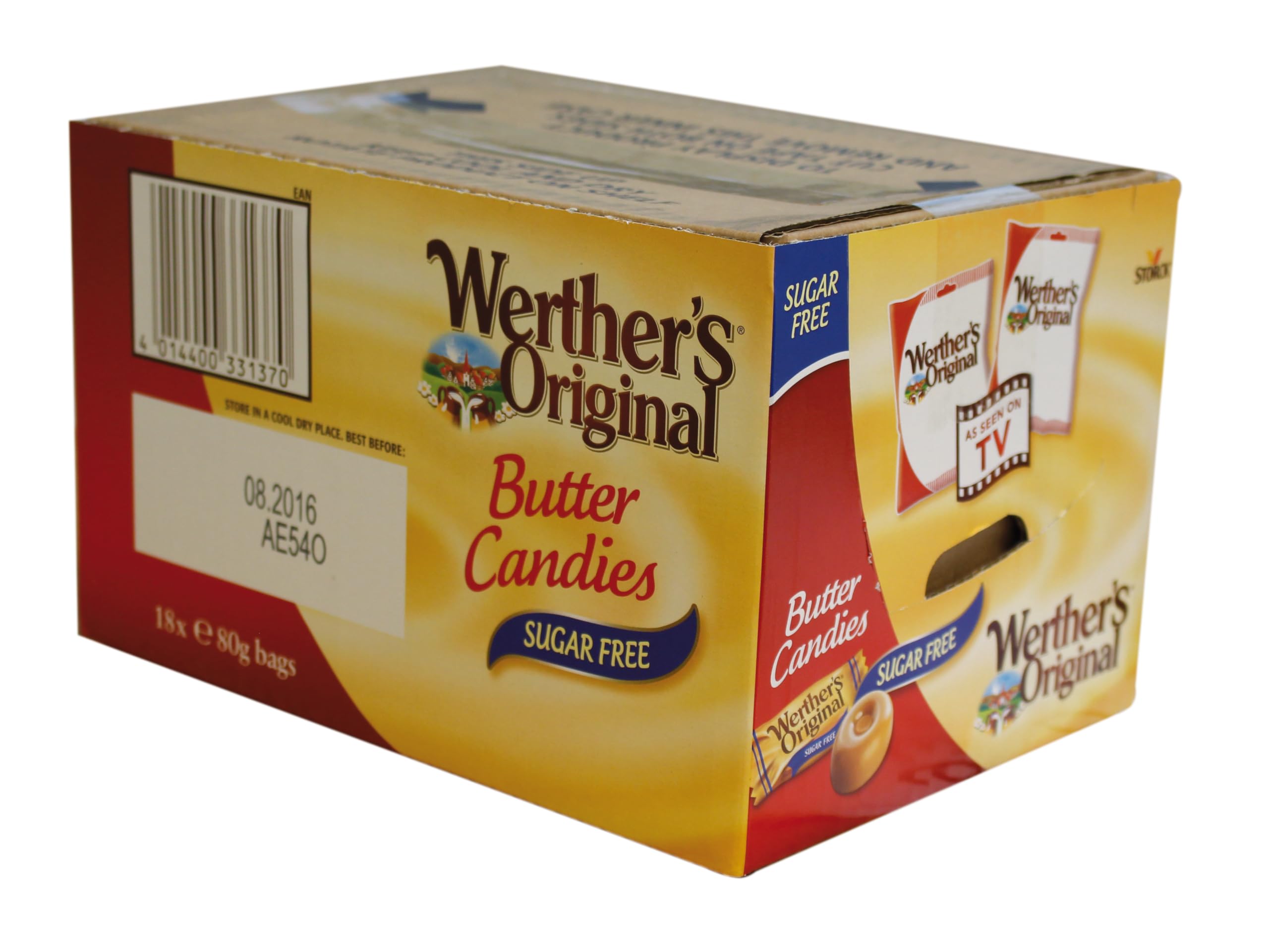 Werther's Original - Sugar-Free Butter Candies Classic Caramel Flavour, Gluten-Free & Vegetarian, 80 g (Pack of 18) 5