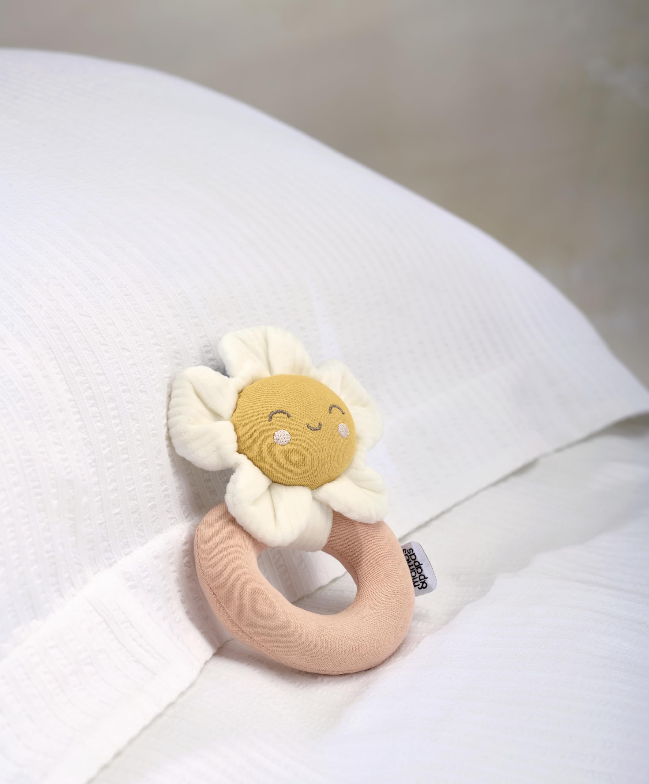 Mamas & Papas Grateful Garden Soft Grabber Rattle - Ring Shaped Teether for 0+ Months