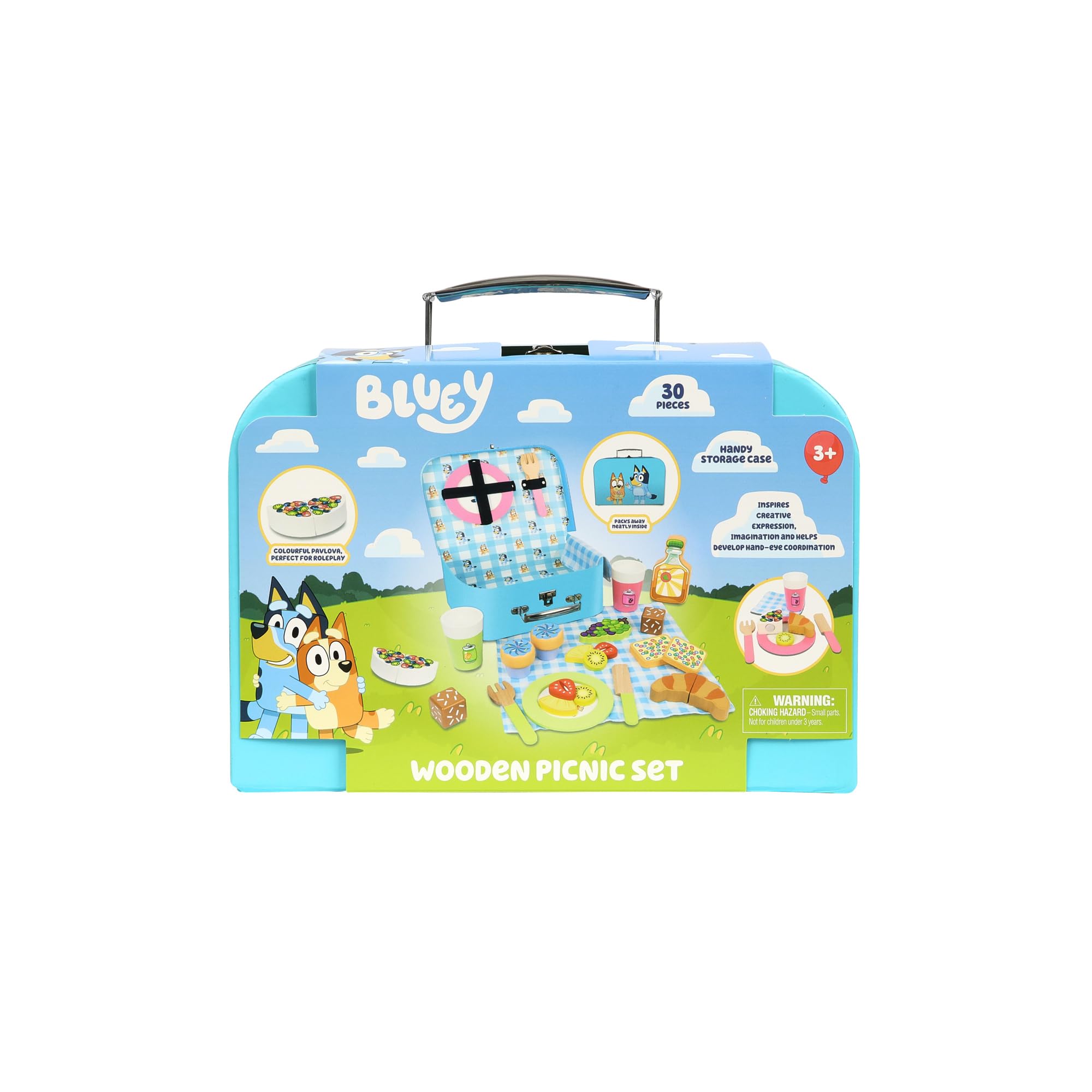 Bluey Picnic Basket Set - 30-Piece Wooden Roleplay Toy for Kids 5