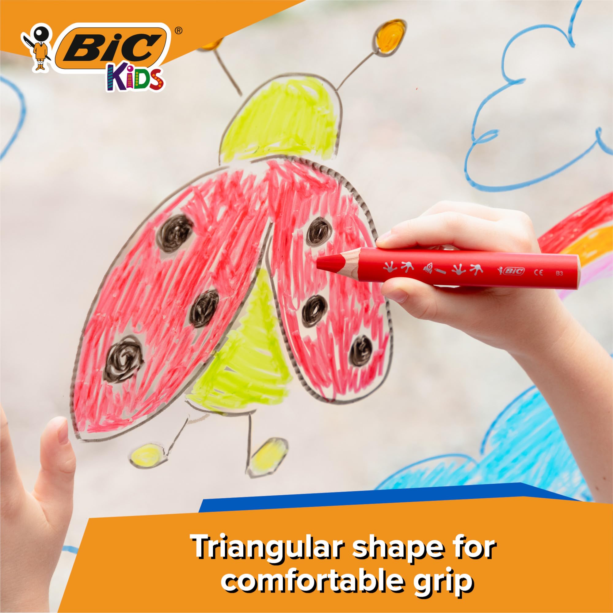 BIC Kids Multisurface Pencils 12pk - Triangular Grip with Sharpener for Drawing on Glass, Whiteboards & More 7