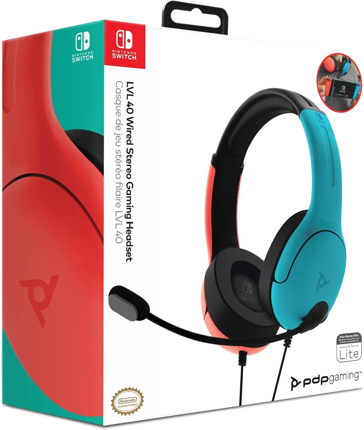 PDP LVL40 Wired Stereo Headset for Nintendo Switch - Joy-Con Blue/Red 11