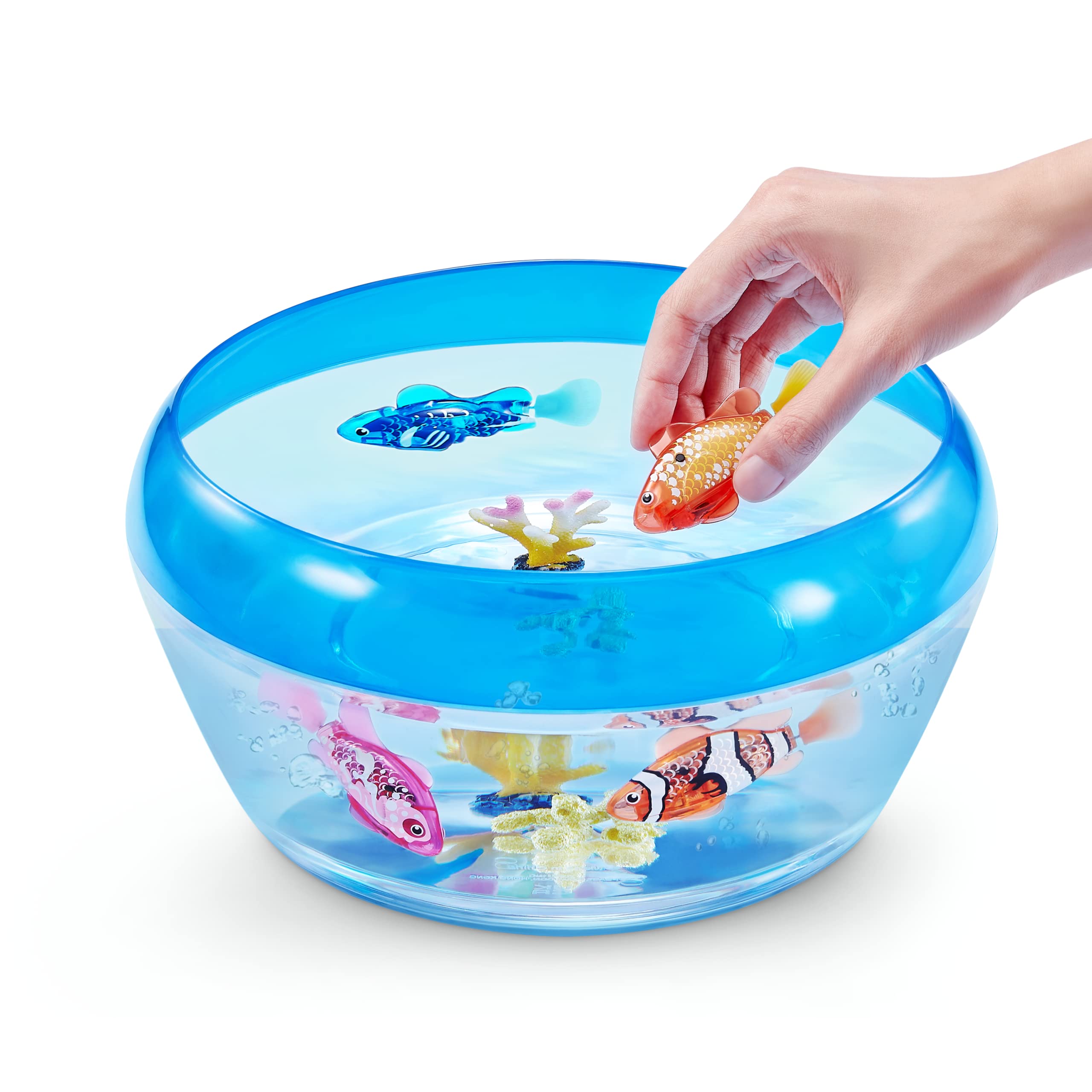 Robo Fish Series 3 Robotic Swimming Fish - Electronic Pet Toy with Color-Changing Feature (2 Pack, Orange and Teal) 3