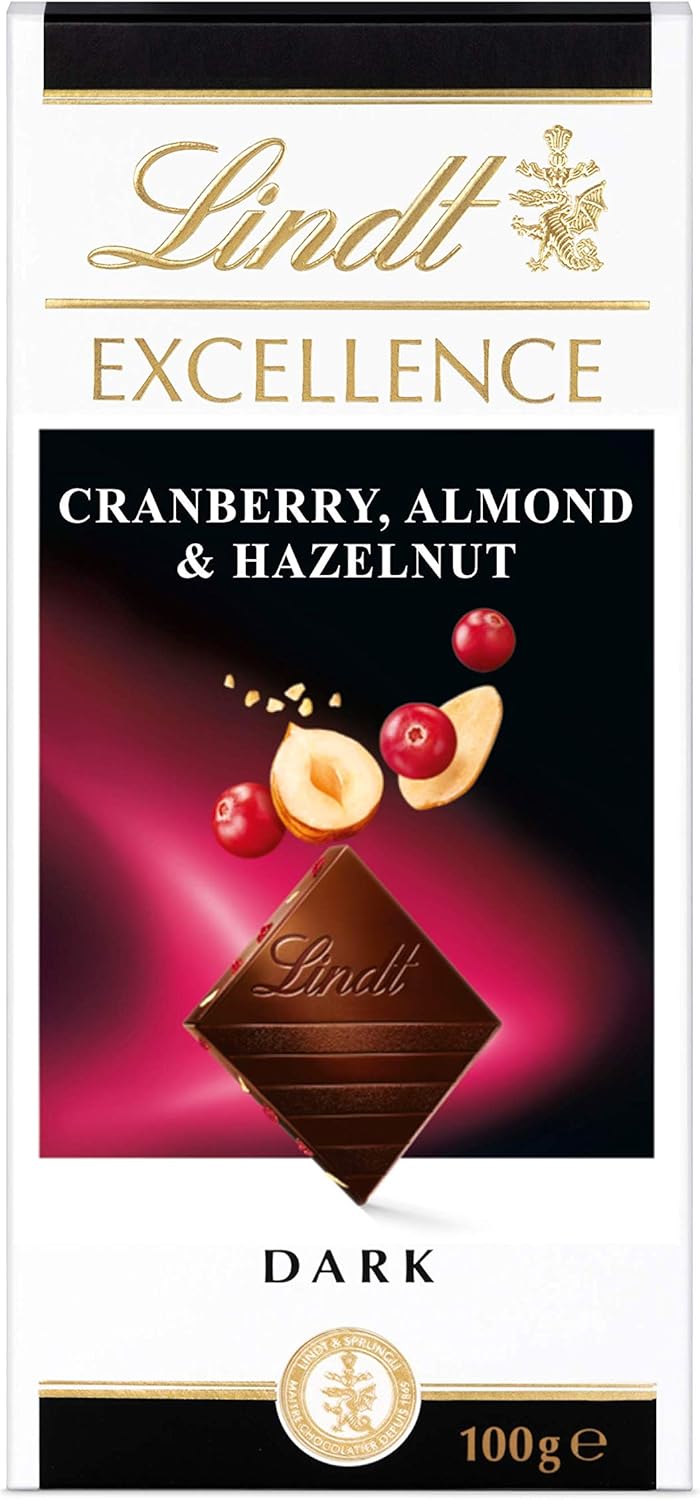 Lindt Excellence Dunkle Schokolade mit Cranberry, Mandel &amp; Haselnuss – 100g
