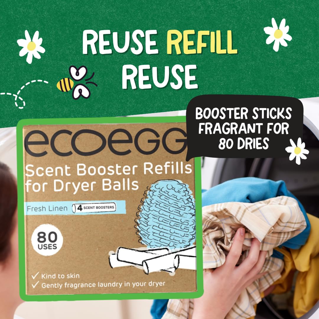 Ecoegg - Dryer Egg Fragrance Sticks Refill for Fresh Linen Scent 4