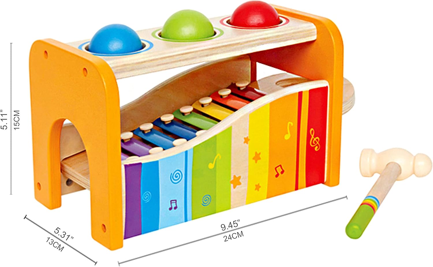 Hape Pound & Tap Bench with Slide-Out Xylophone - Musical Learning Toy for Toddlers 12M+ 6