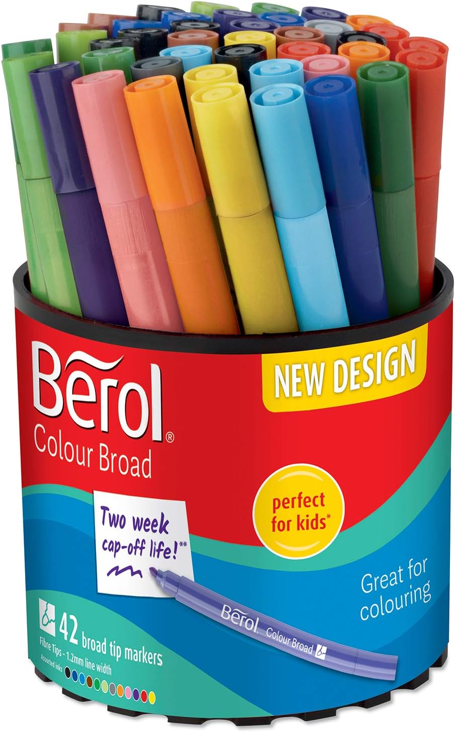 Berol Felt Tip Pens - Washable Broad Tip Markers for Kids, 42-Pack