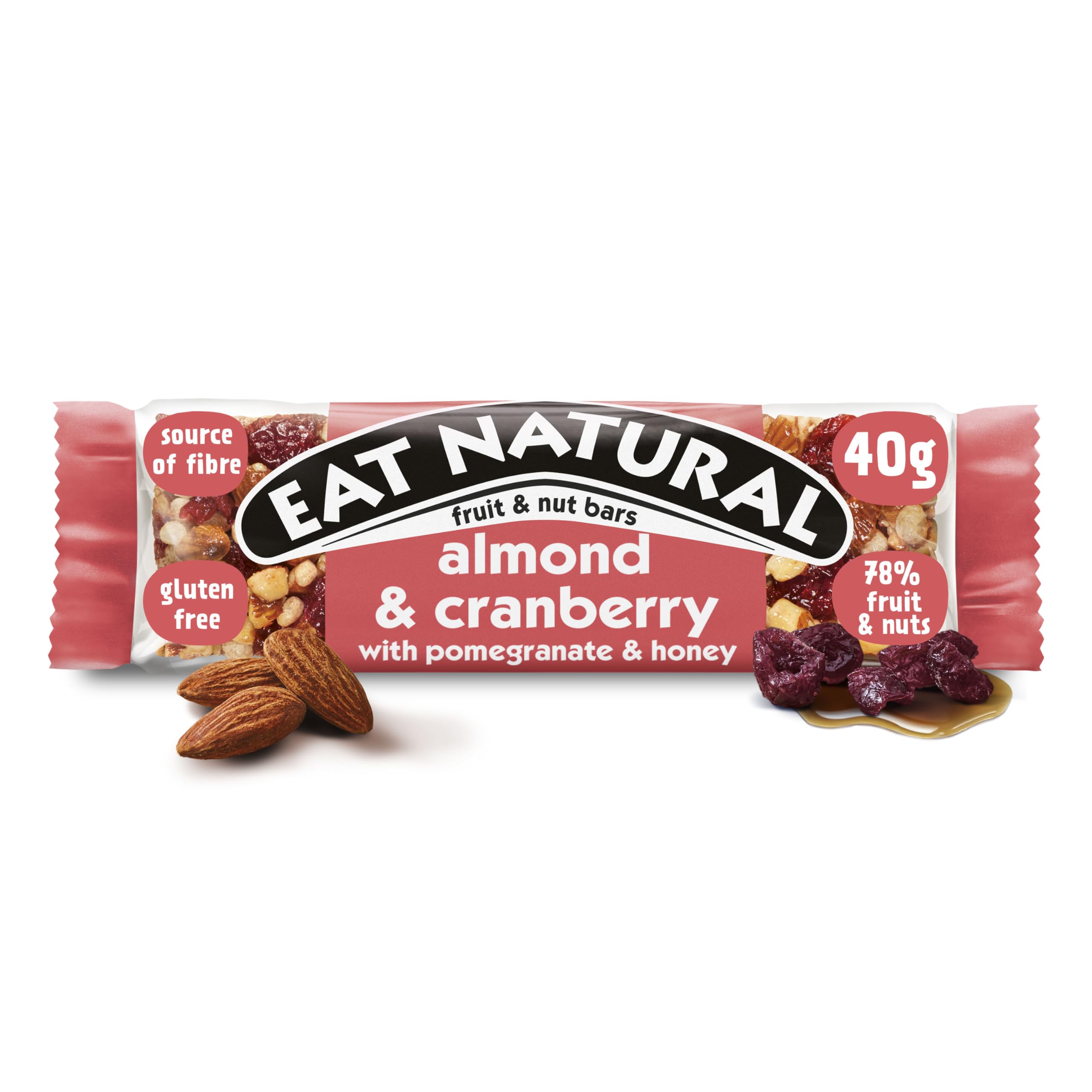 Eat Natural Fruit & Nut Bars Almond & Cranberry with Pomegranate & Honey - Pack of 12
