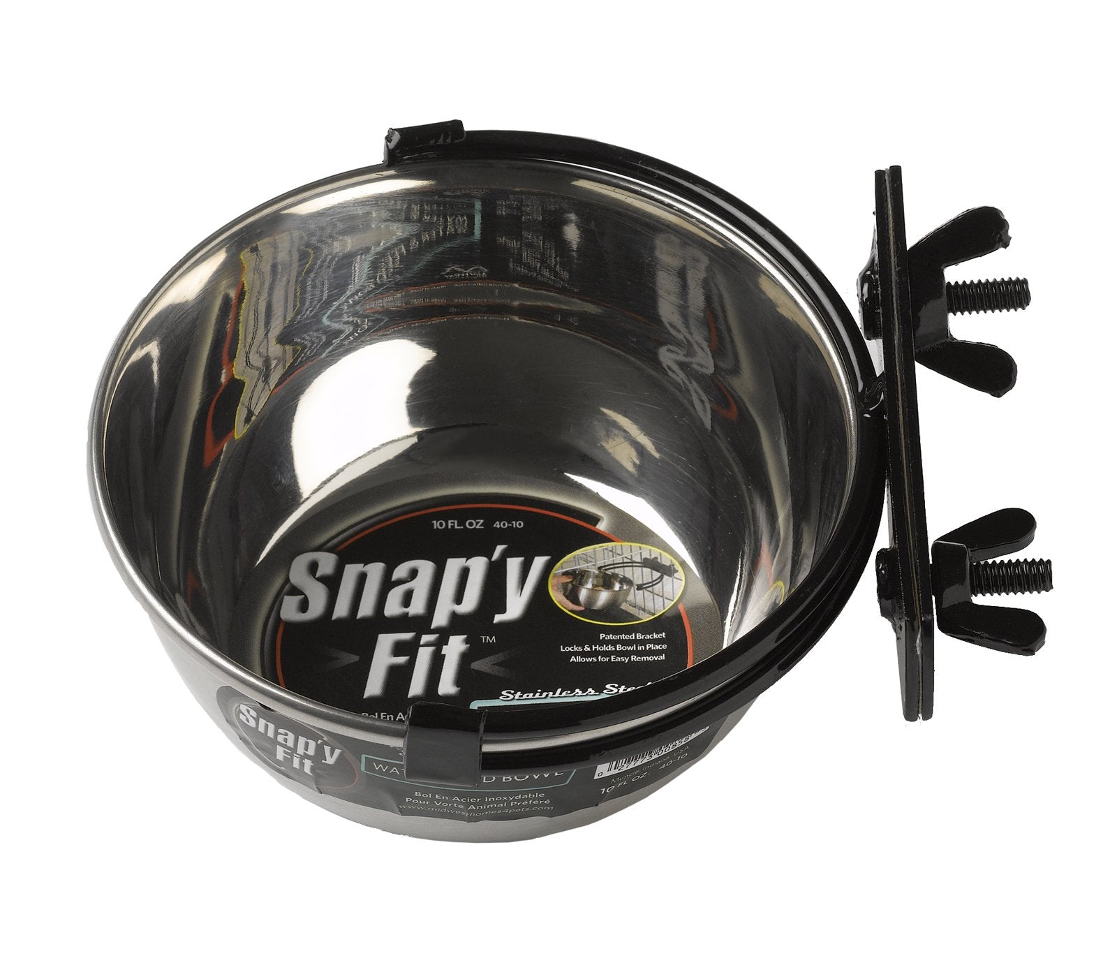 MidWest Homes for Pets Snap'y Fit Stainless Steel Crate Bowl | 295 ml Capacity | Spill Proof