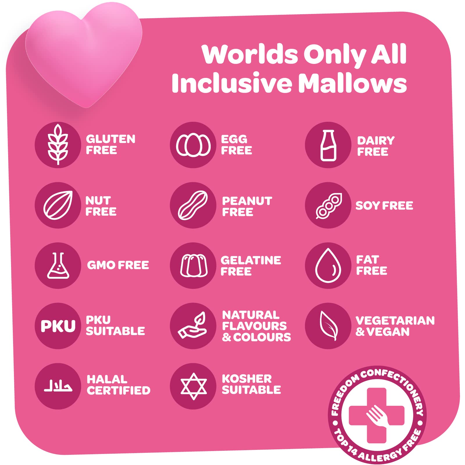 Freedom Confectionery Vegantic Pink & White Vanilla Mallows - Vegan, Allergen-Free | 105g Bag 7
