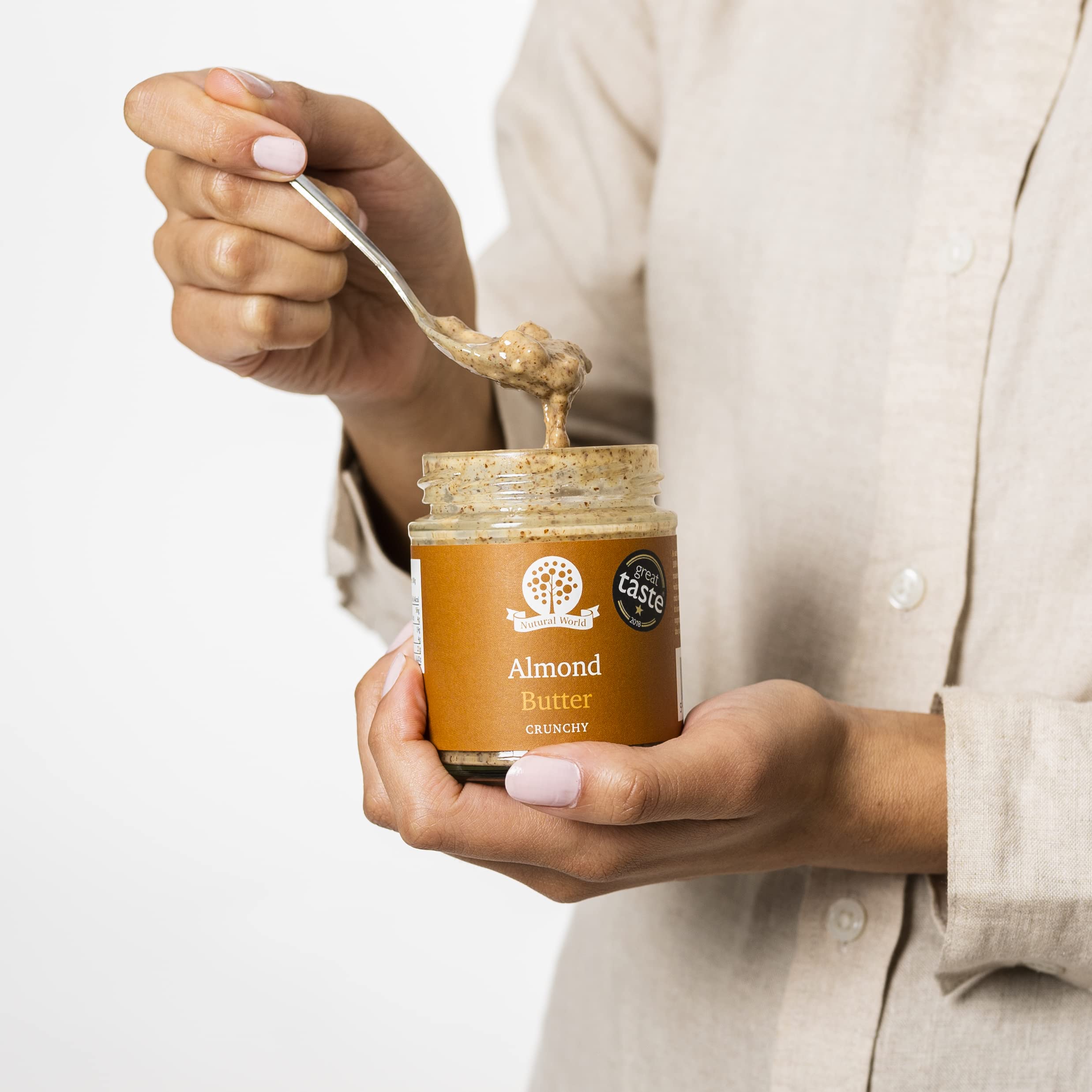 Nutural World Crunchy Almond Butter - 100% Pure Almonds | Great Taste Award Winner | 170g