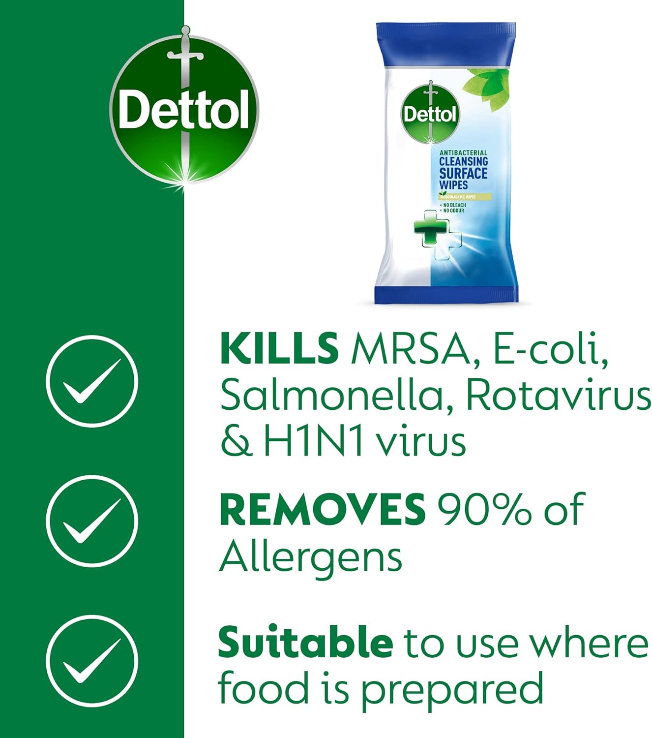 Dettol - Antibacterial Biodegradable Surface Cleaning Disinfectant Wipes 110 x 3 4