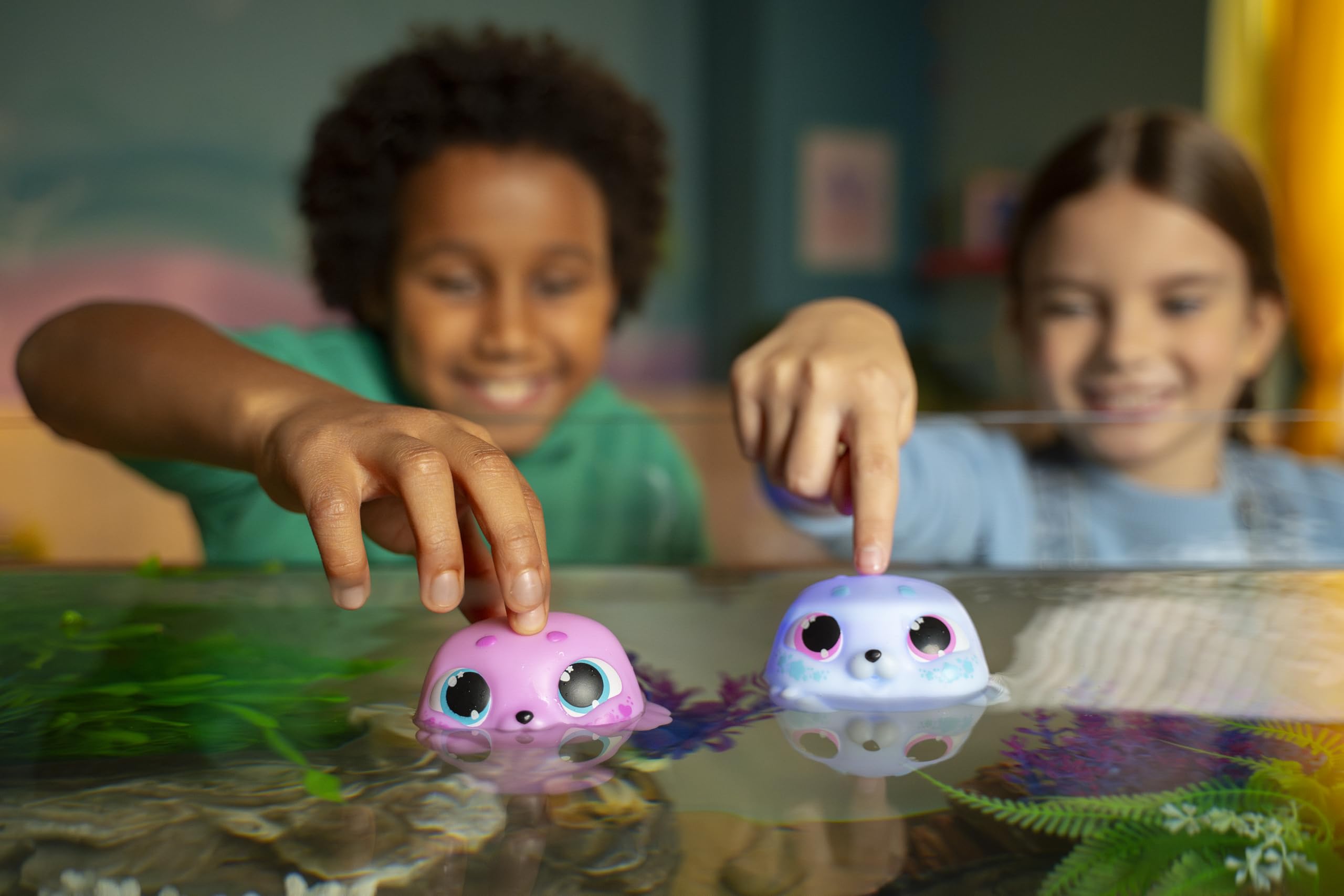 Animagic Let's Glo Seal - Blue | Glowing, Gliding, Squishy Interactive Toy for Kids 6