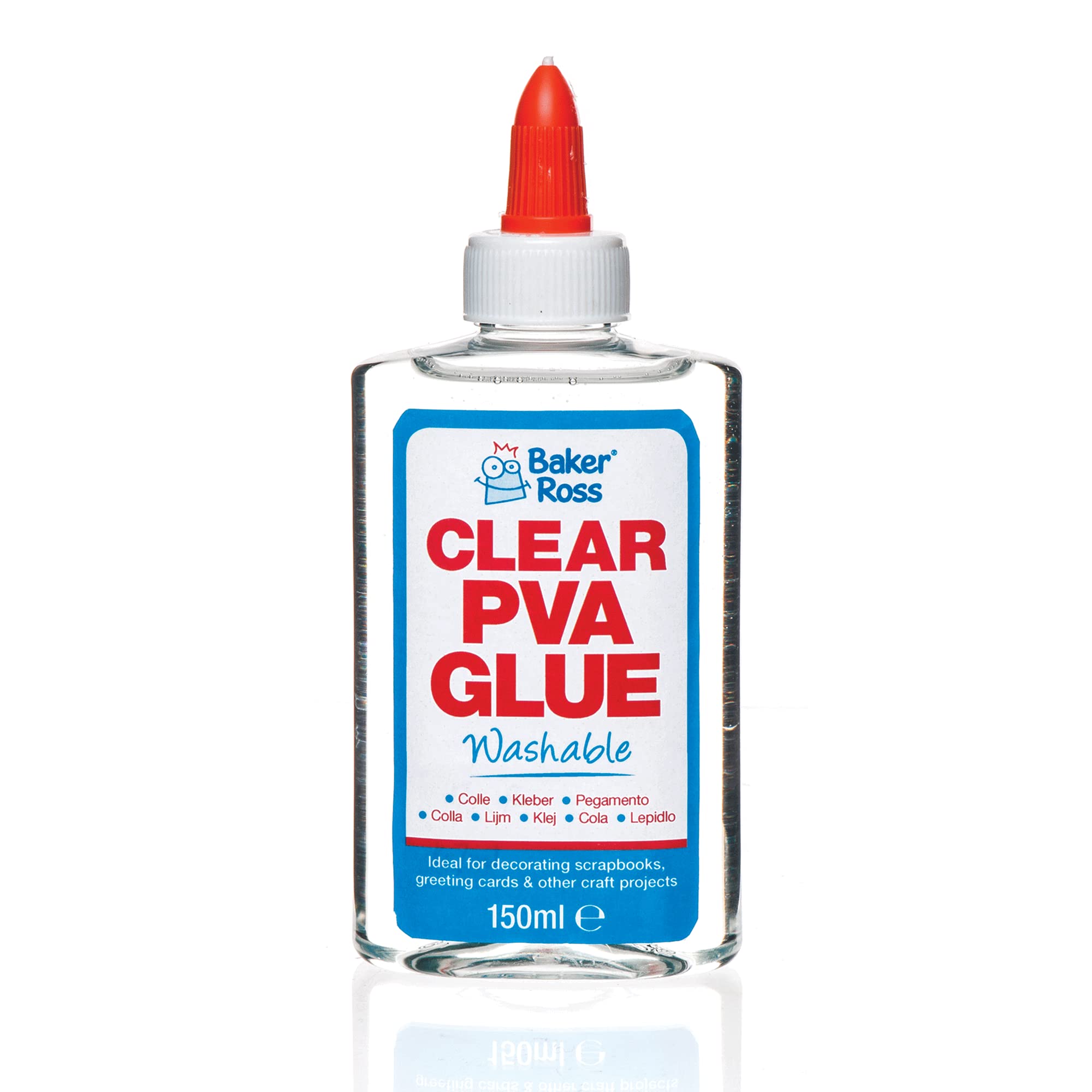 Baker Ross AR533 Clear PVA Glue - 150 ml Washable Craft Glue for Kids Ages 3+