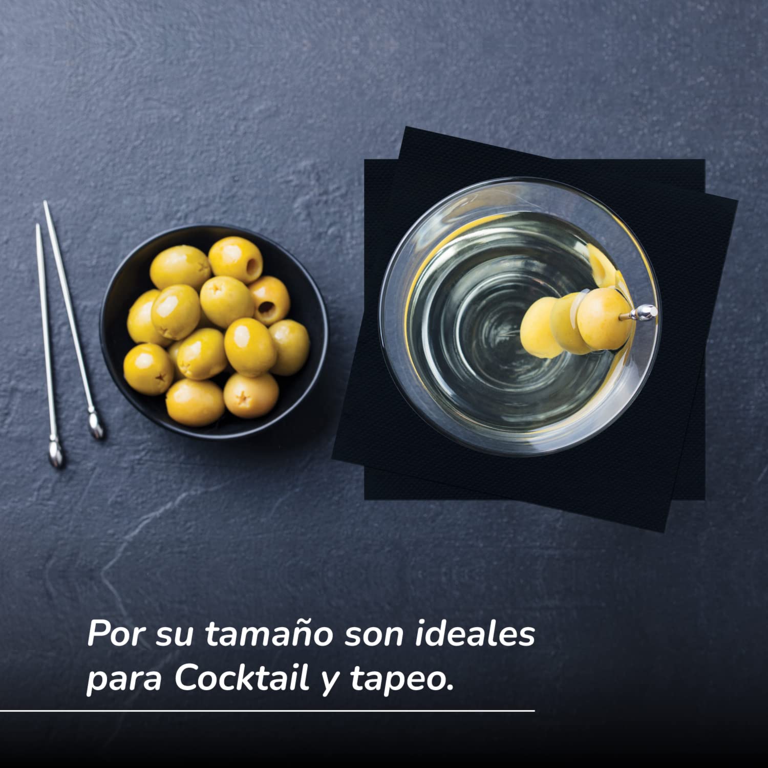 Hostelnovo Black Micro-Quil Paper Napkins - Pack of 600 Disposable Cocktail Napkins 6