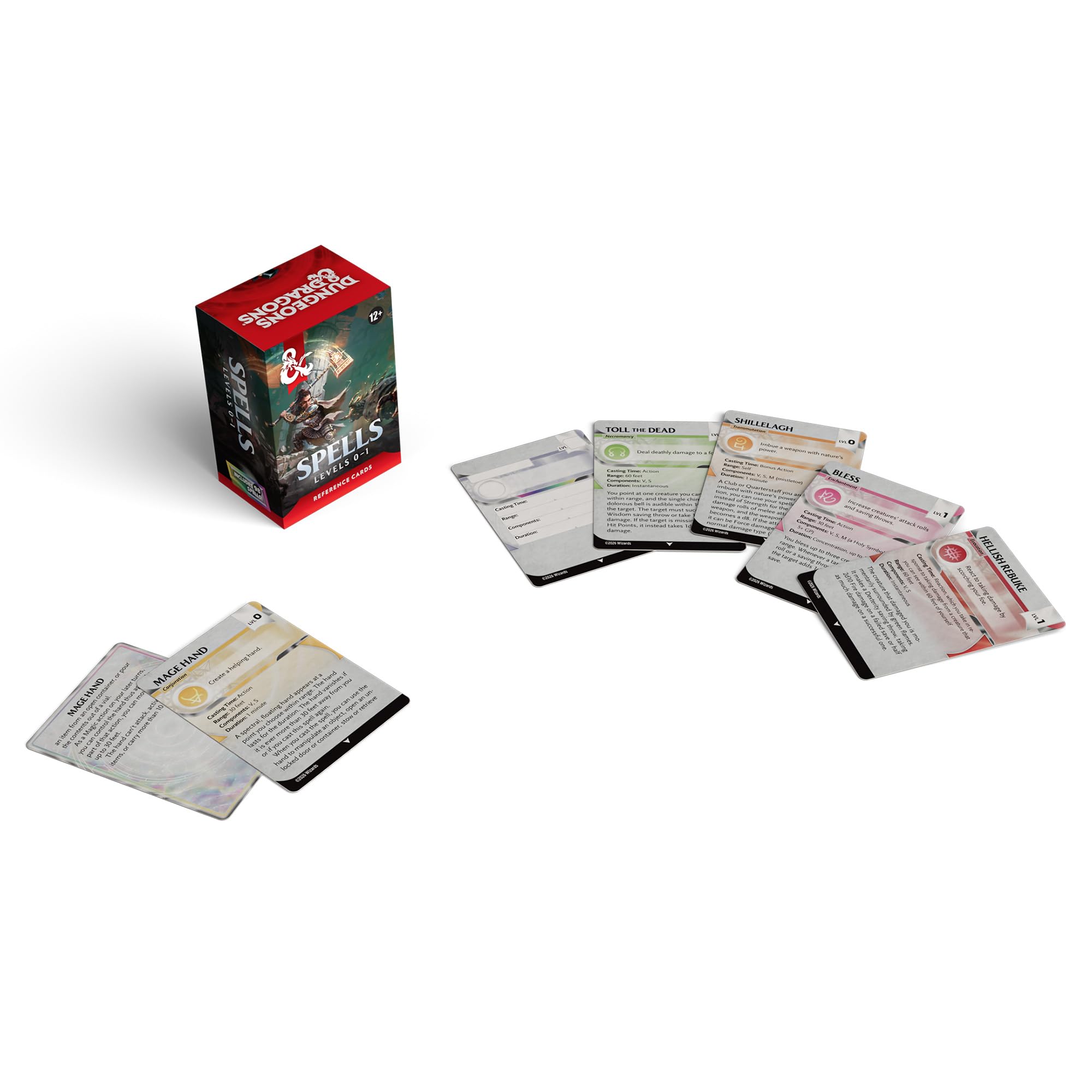 Dungeons & Dragons Reference Cards - Spells (Levels 0-1) | Cardboard Deck Set 3