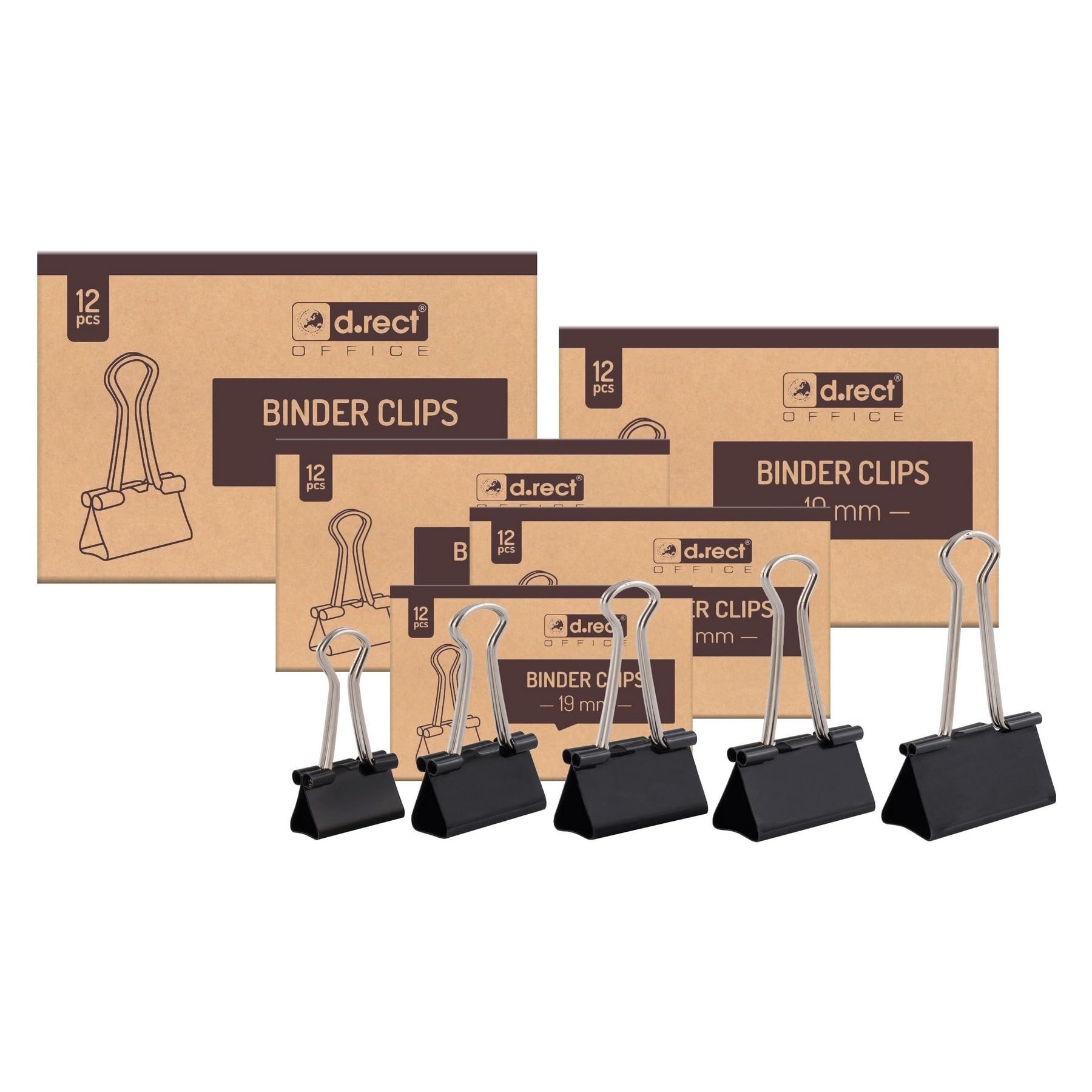 D.RECT Extra Large Binder Clips - 51mm Heavy-Duty Grip | Pack of 12 Black Metal Clips 5