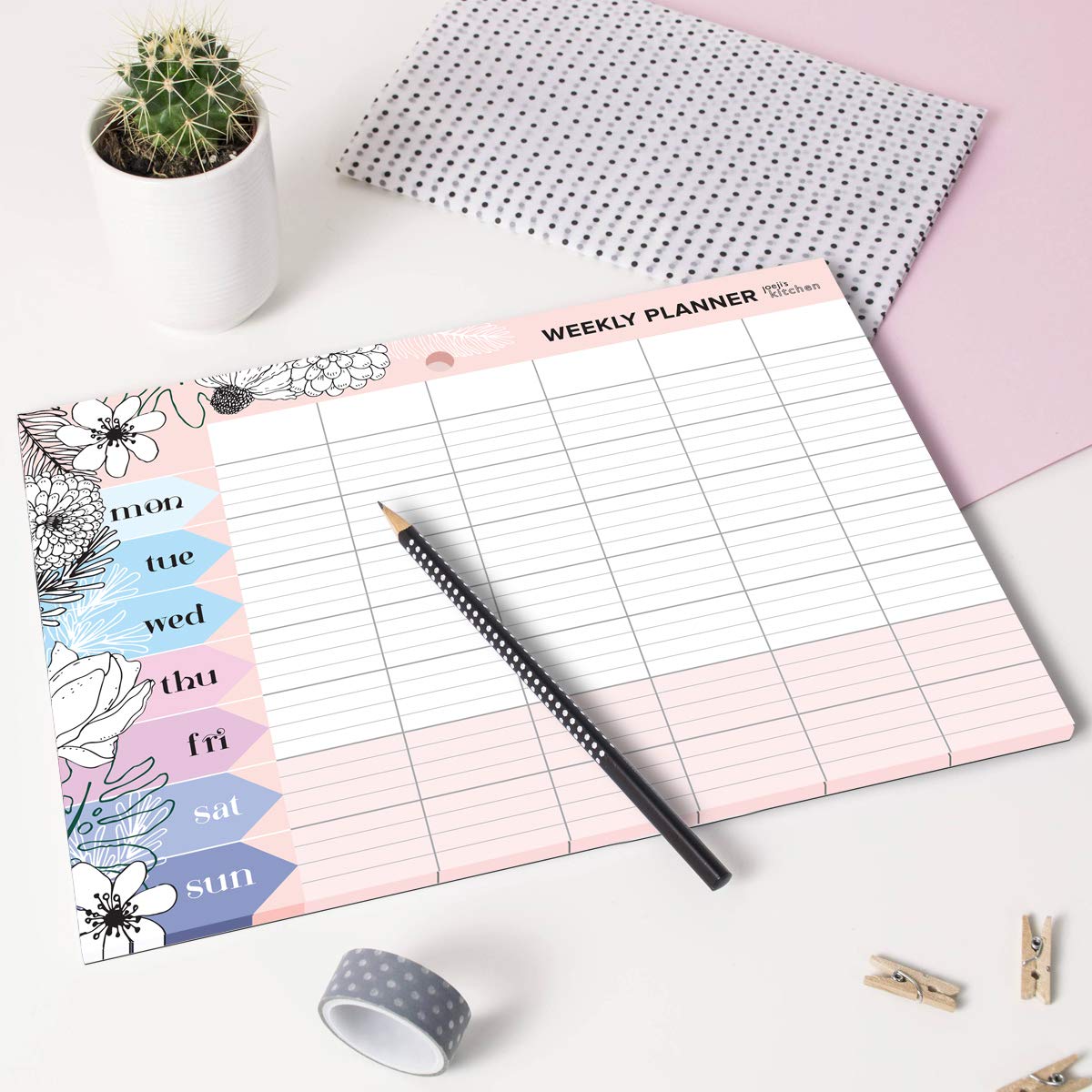 joeji's Kitchen Weekly Planner Pad - 60 Sheets | Pink A4 | Meal Planning 5