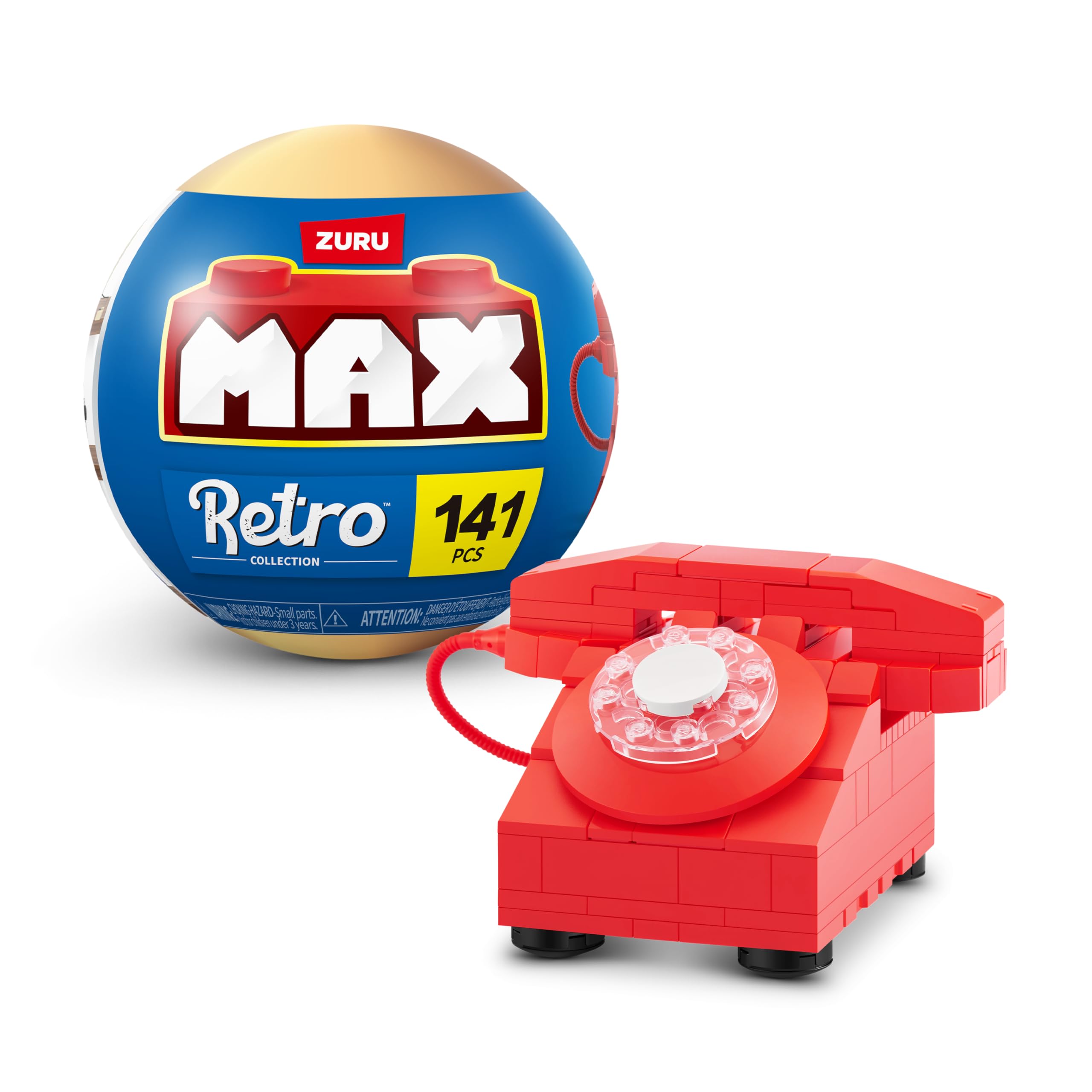 MAX Premium Retro Building Bricks - Telephone Design, 256-Piece Collectible Set for Ages 3+