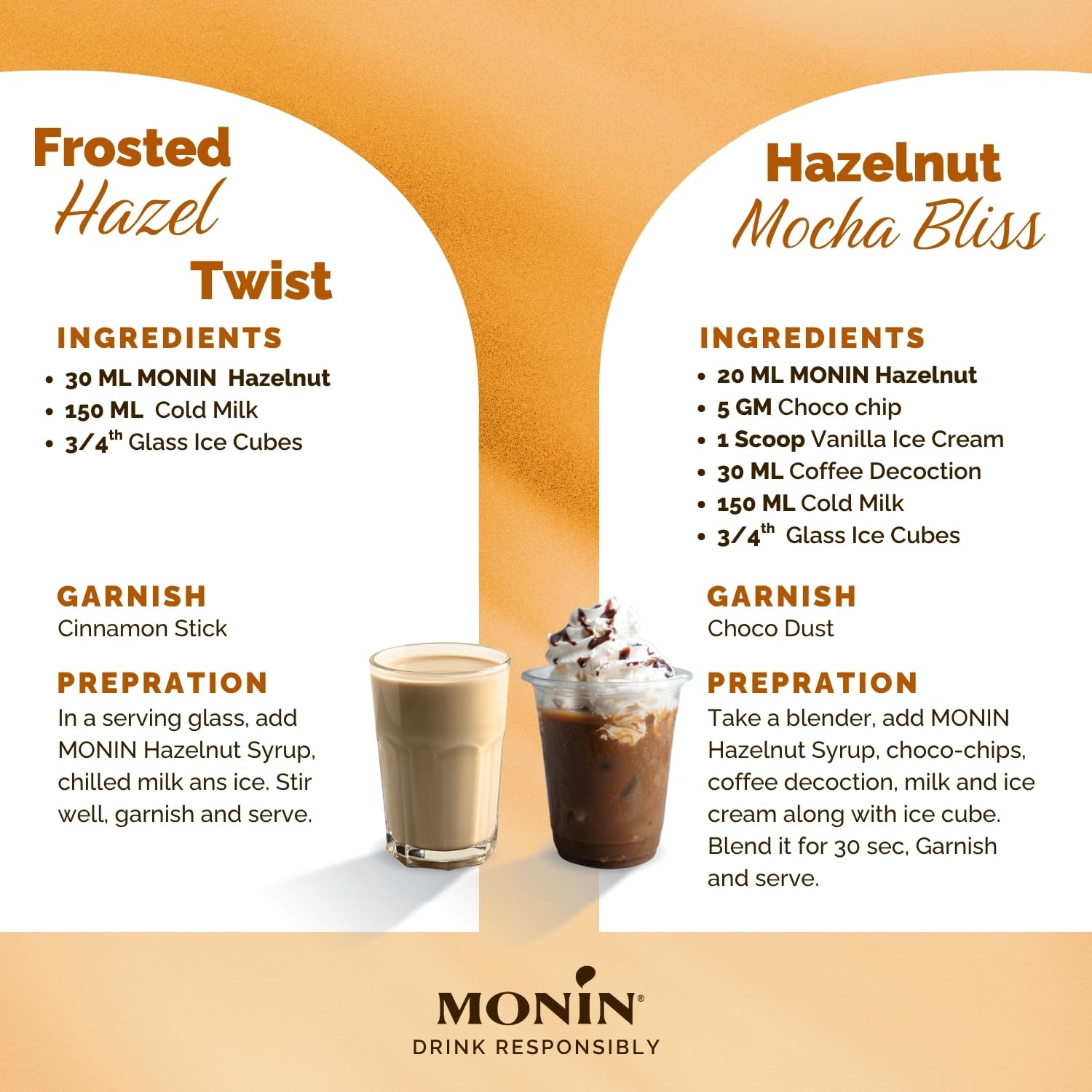 Monin Hazelnut Syrup - Pure Sugar, Natural Flavoring | 700ml Glass Bottle 2