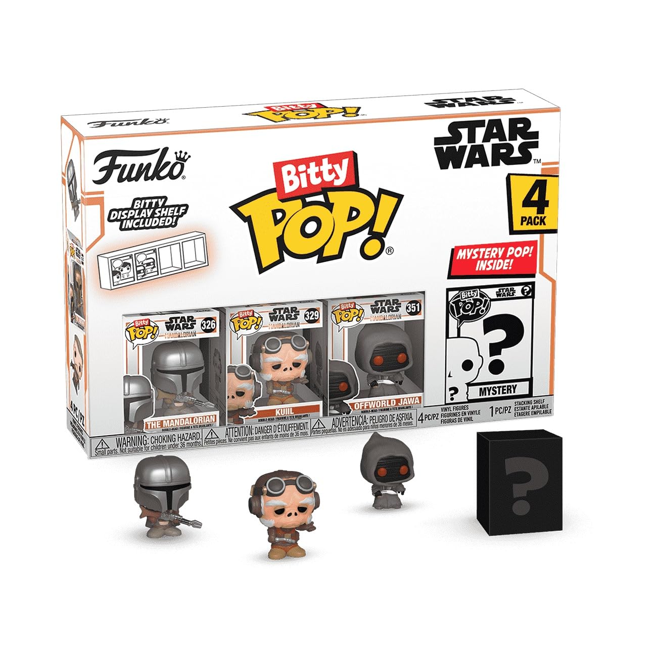 Funko Bitty POP! The Mandalorian - The Mandalorian, Kuiil, Offworld Jawa & Mystery Grogu Vinyl Figures (75452)