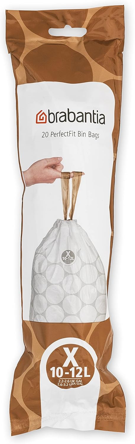 Brabantia PerfectFit Müllbeutel Multipack – Größe X (10–12 Liter) – Extra starker Kunststoff mit Bindeband 8