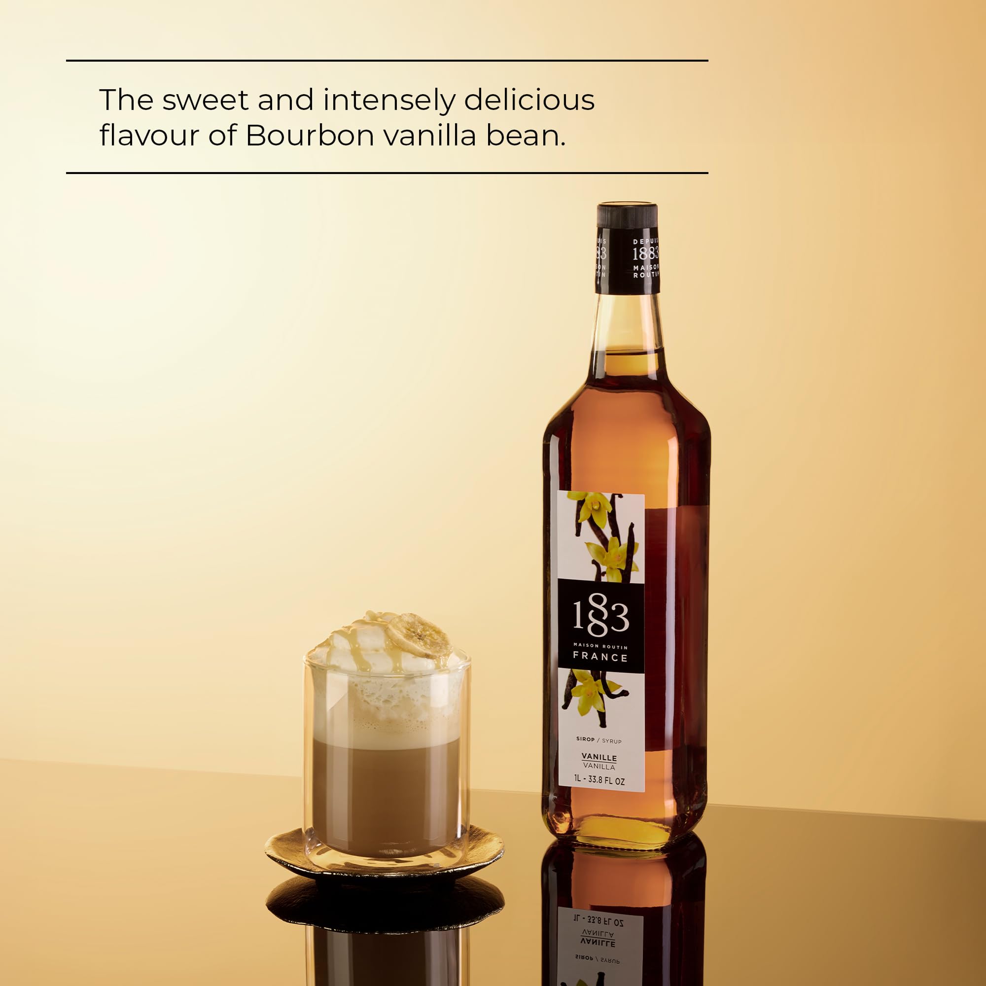 1883 MAISON ROUTIN Premium Vanilla Syrup - 1L Bottle | Cane Sugar Base | Vegan & Halal