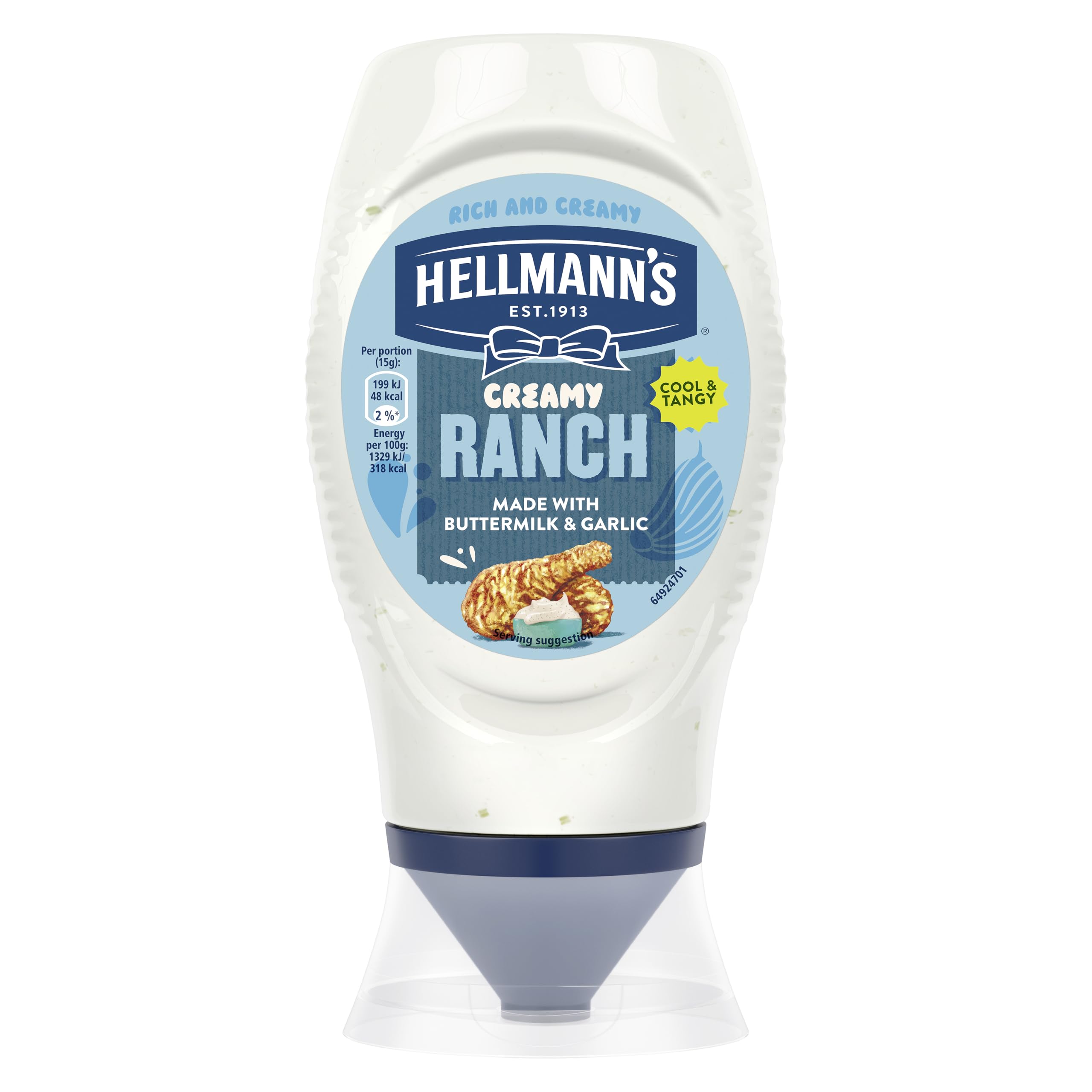 Hellmann's Creamy Ranch Sauce - Buttermilk & Garlic Flavored Condiment, 100% Recyclable Bottle