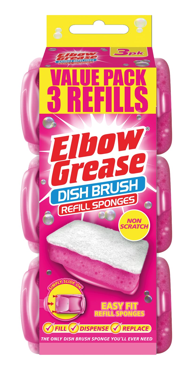 Elbow Grease - Refill Sponges for Dish Brush (Pink - 3 Pack)