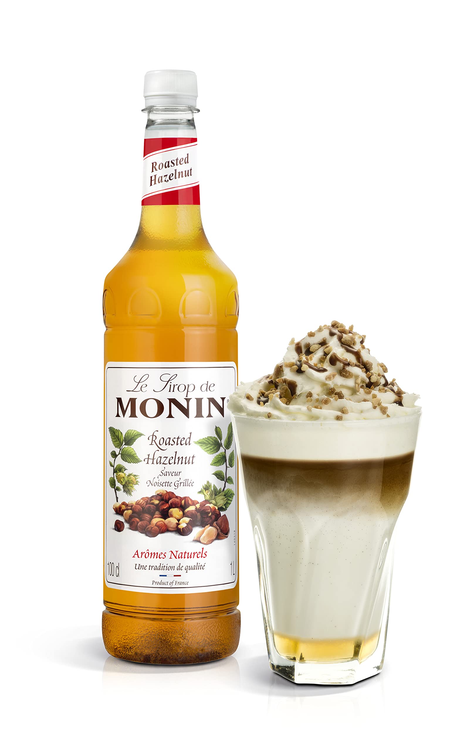Monin Roasted Hazelnut Syrup - 1 Litre PET Bottle | Vegan, Kosher, Halal