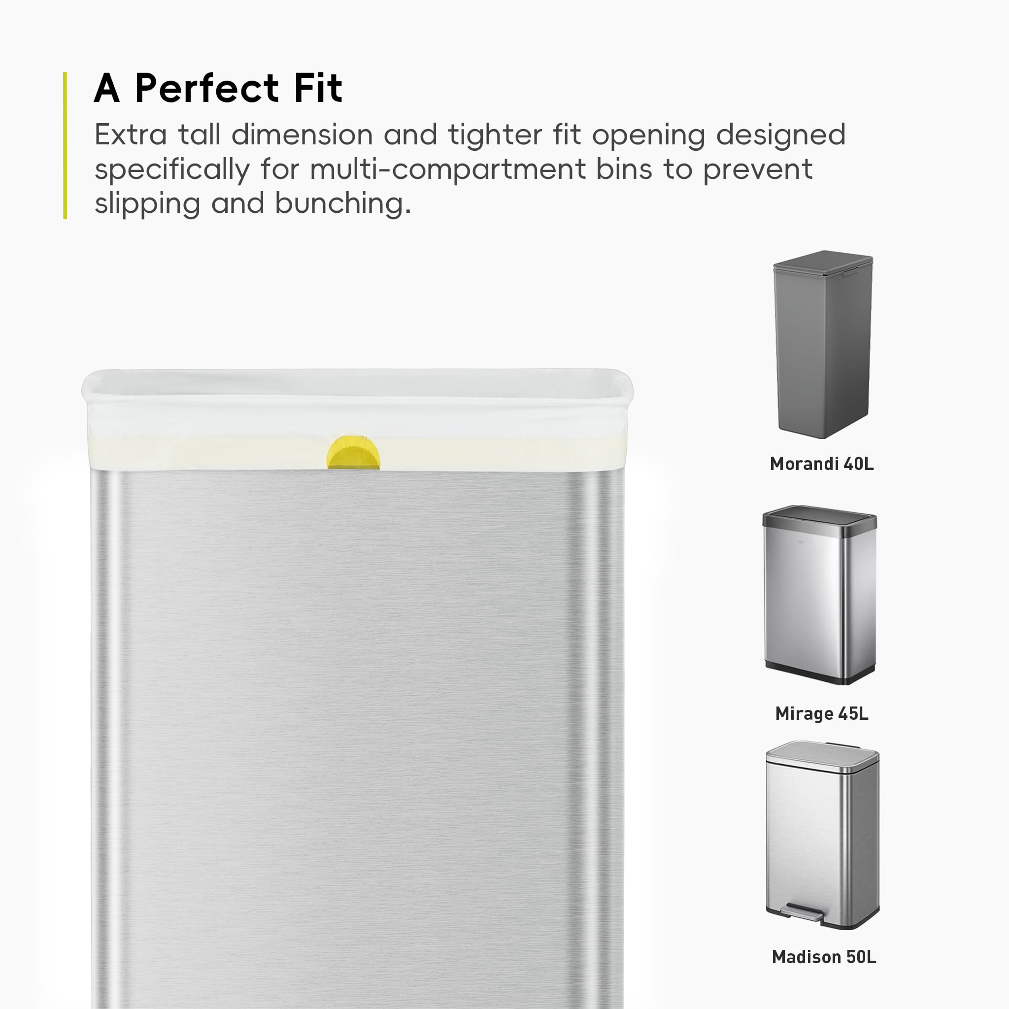 EKO Extra starke Müllbeutel mit Kordelzug für 40–60 l Kücheneimer – 12er-Pack weiße Müllbeutel 7