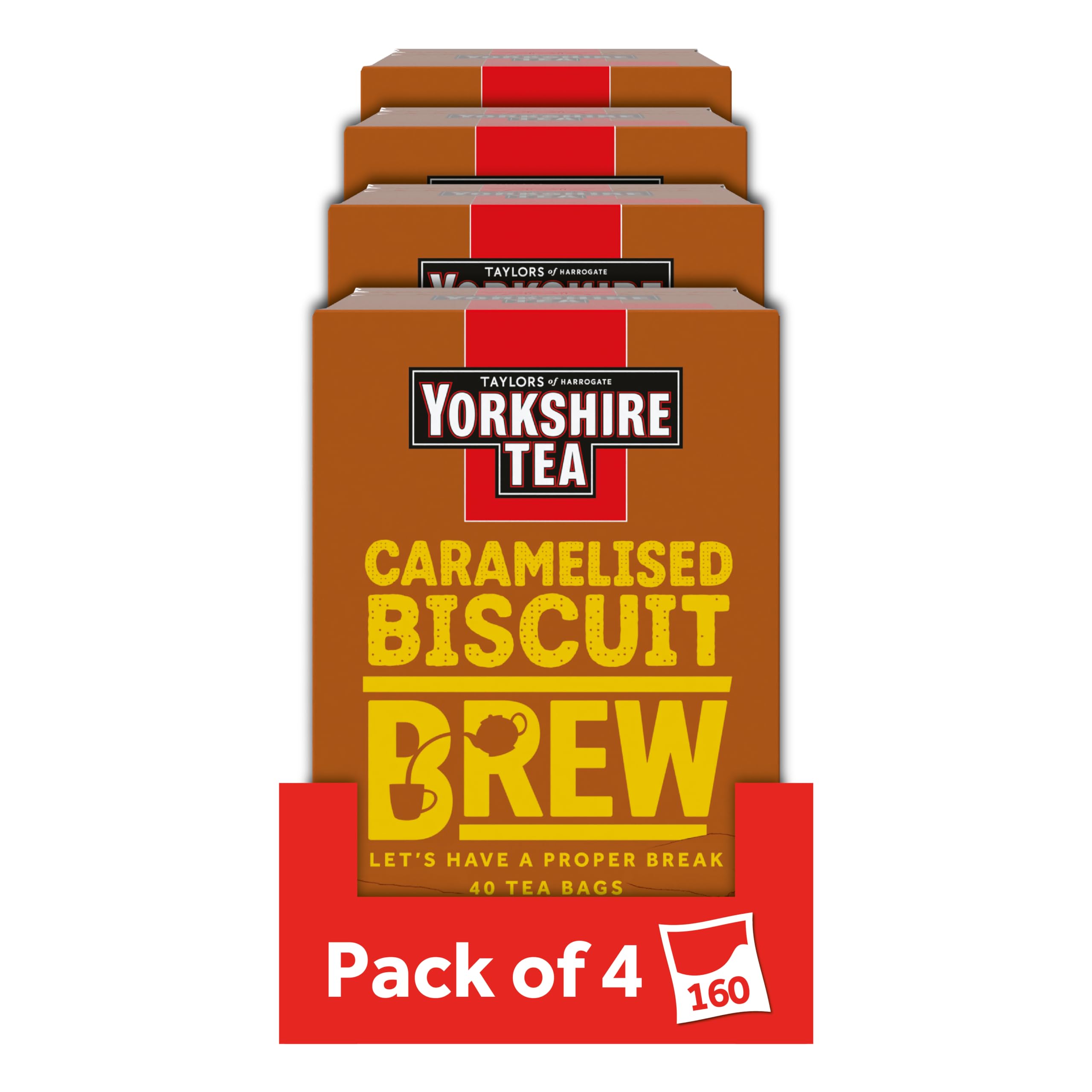 Yorkshire Tea - Caramelised Biscuit Brew Flavoured Tea Bags, 4 Boxes of 40