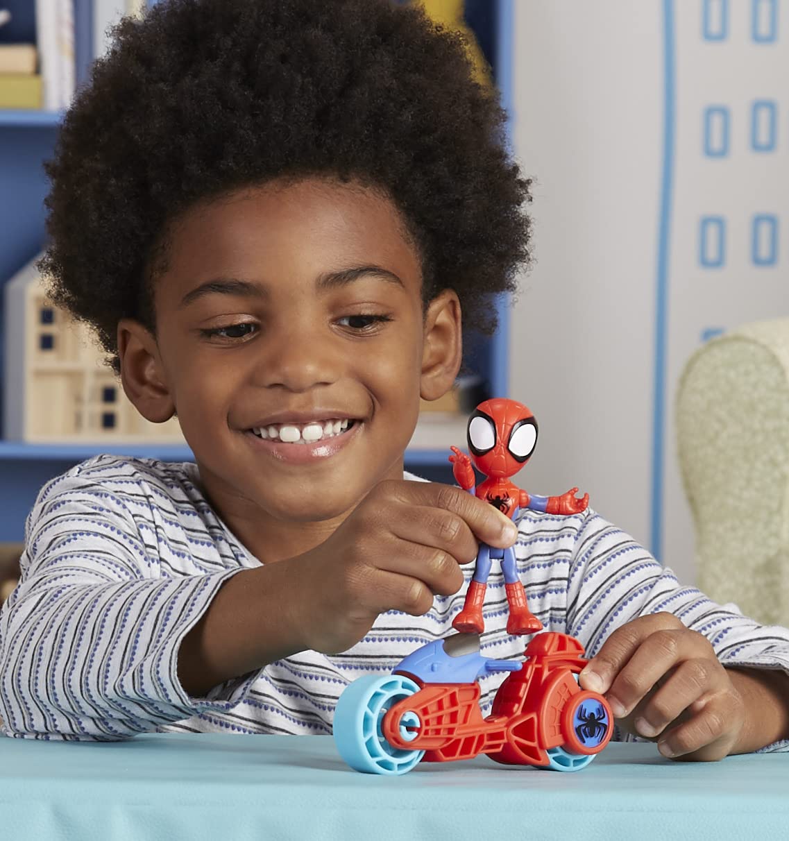 Spidey and His Amazing Friends Marvel Action Figure with Toy Motorcycle - Ages 3+