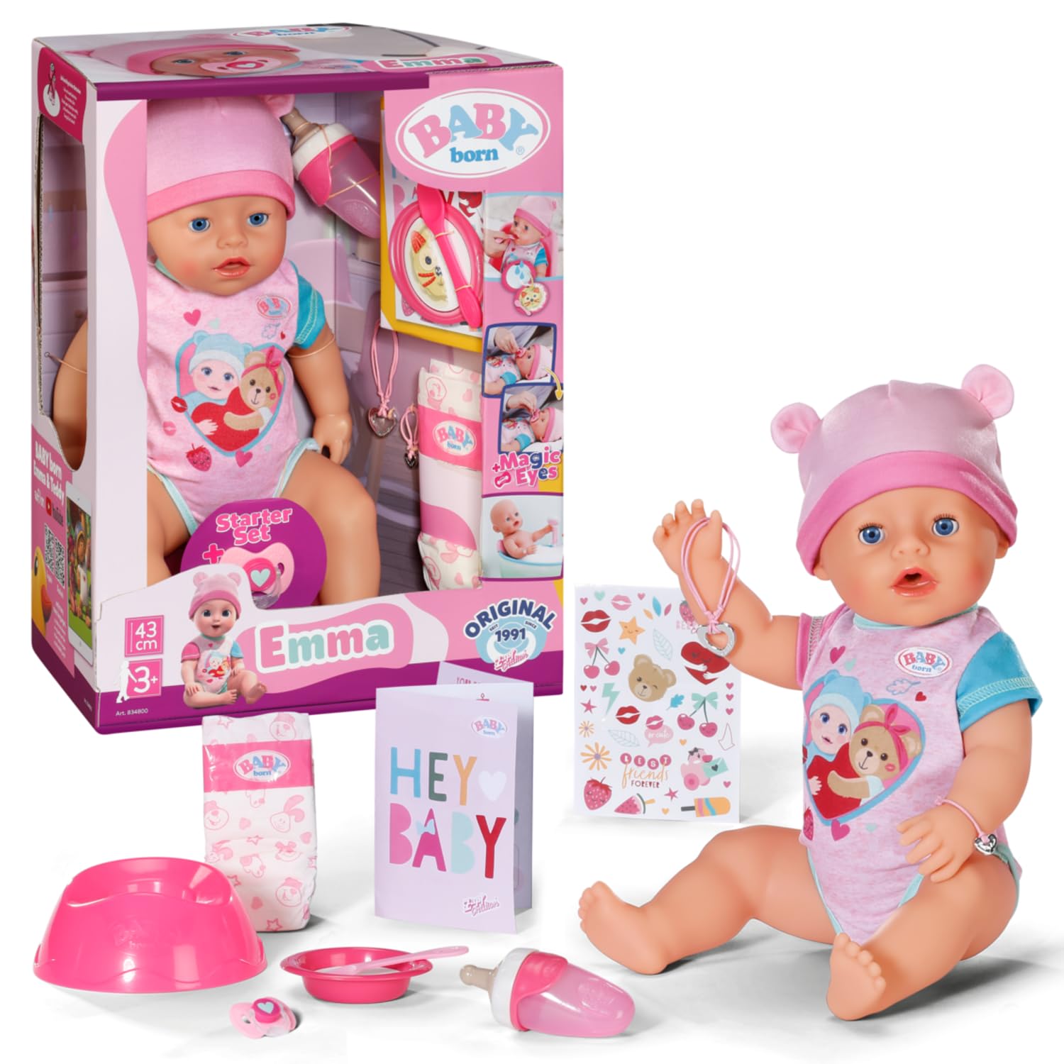 BABY born Emma Doll - 43 cm | 10 Play Functions | Fully Bathable