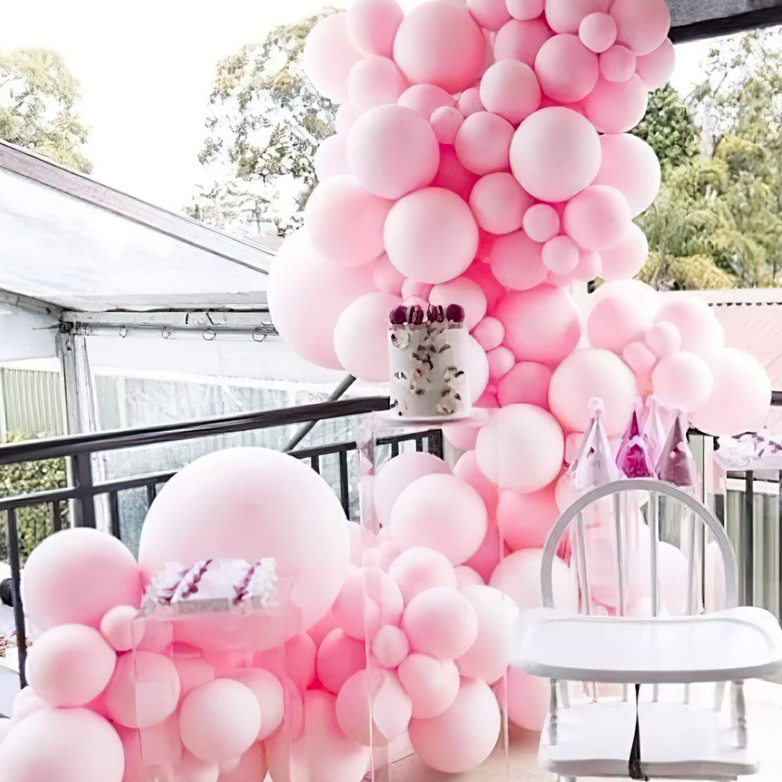 PartyWoo Light Pink Balloons 102 pcs - Different Sizes for Birthday & Party Decorations