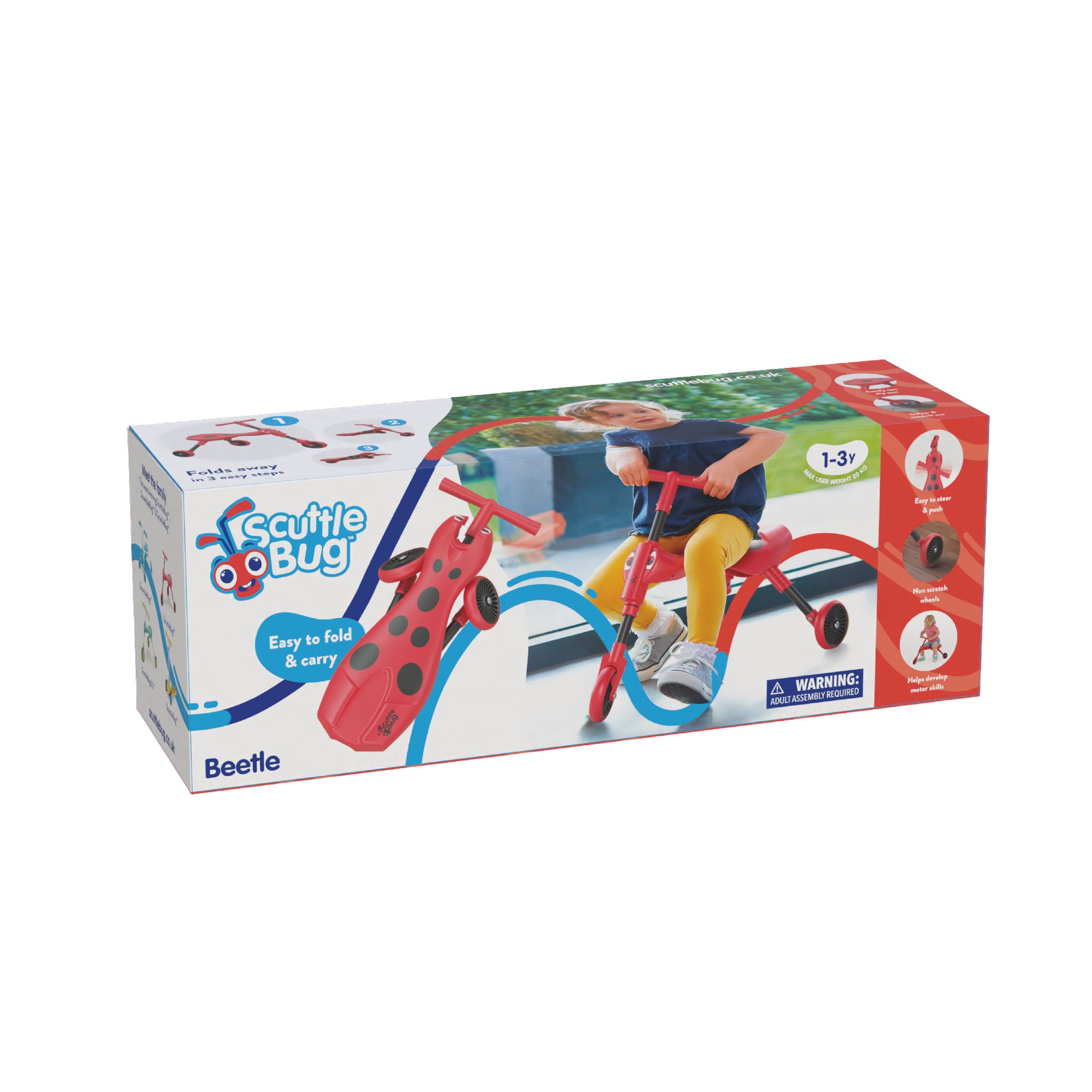 Scuttlebug 3-Rad-Dreirad, faltbar, zum Aufsitzen – Käfer-Dreirad für 1–3-Jährige 4