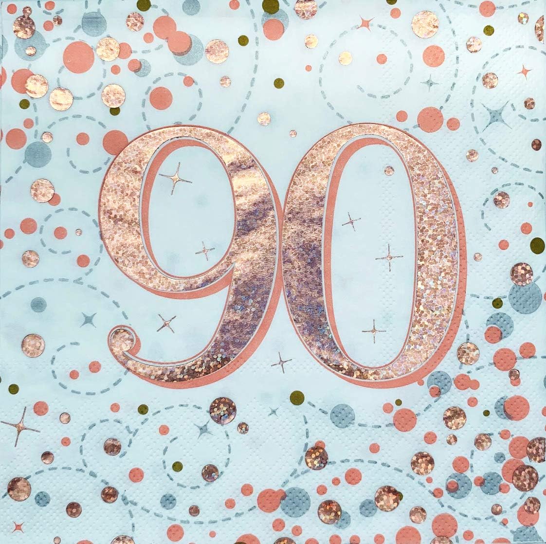 OakTree Sparkling Fizz 90th Rose Gold 33cm x 33cm 3-Ply Napkins