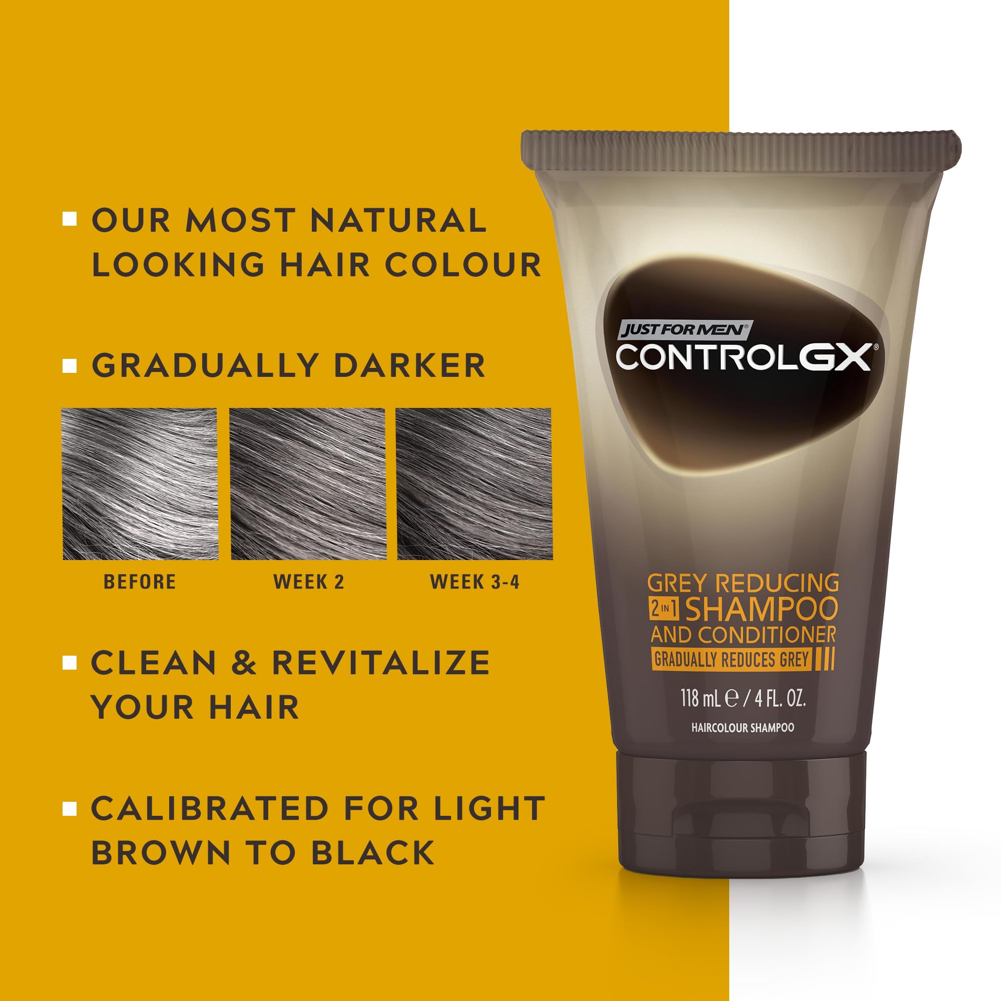 Just For Men Control GX 2-in-1 Shampoo and Conditioner for Grey Hair Reduction (160g)