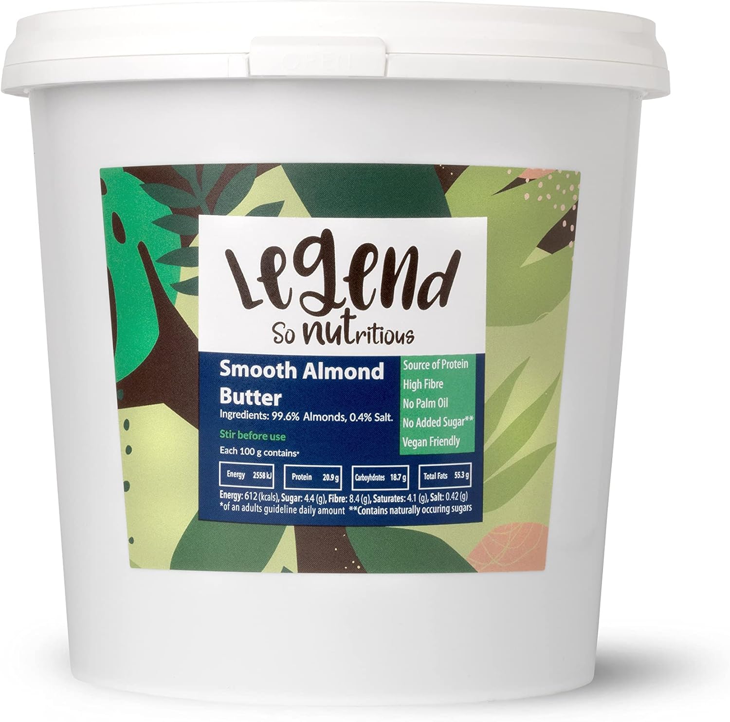 Legend Smooth Almond Butter 1kg – 100 % natürlich, vegan, ohne Zuckerzusatz, reich an Proteinen und Ballaststoffen