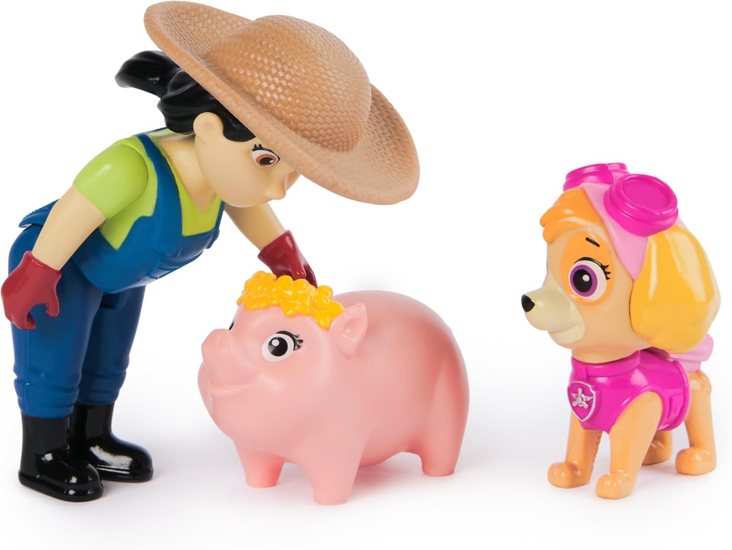 PAW Patrol Skye, Farmer Yumi and Piggie Figures - Action Play Set for Kids 3-9 Years
