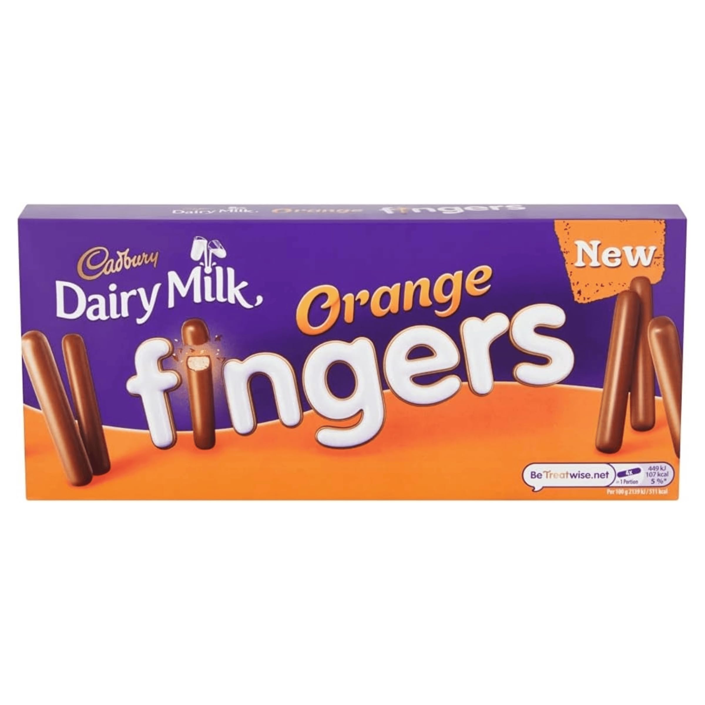 Cadbury Dairy Milk Orange Fingers, Crunchy Biscuits Coated in Orange Flavour Chocolate, 114g