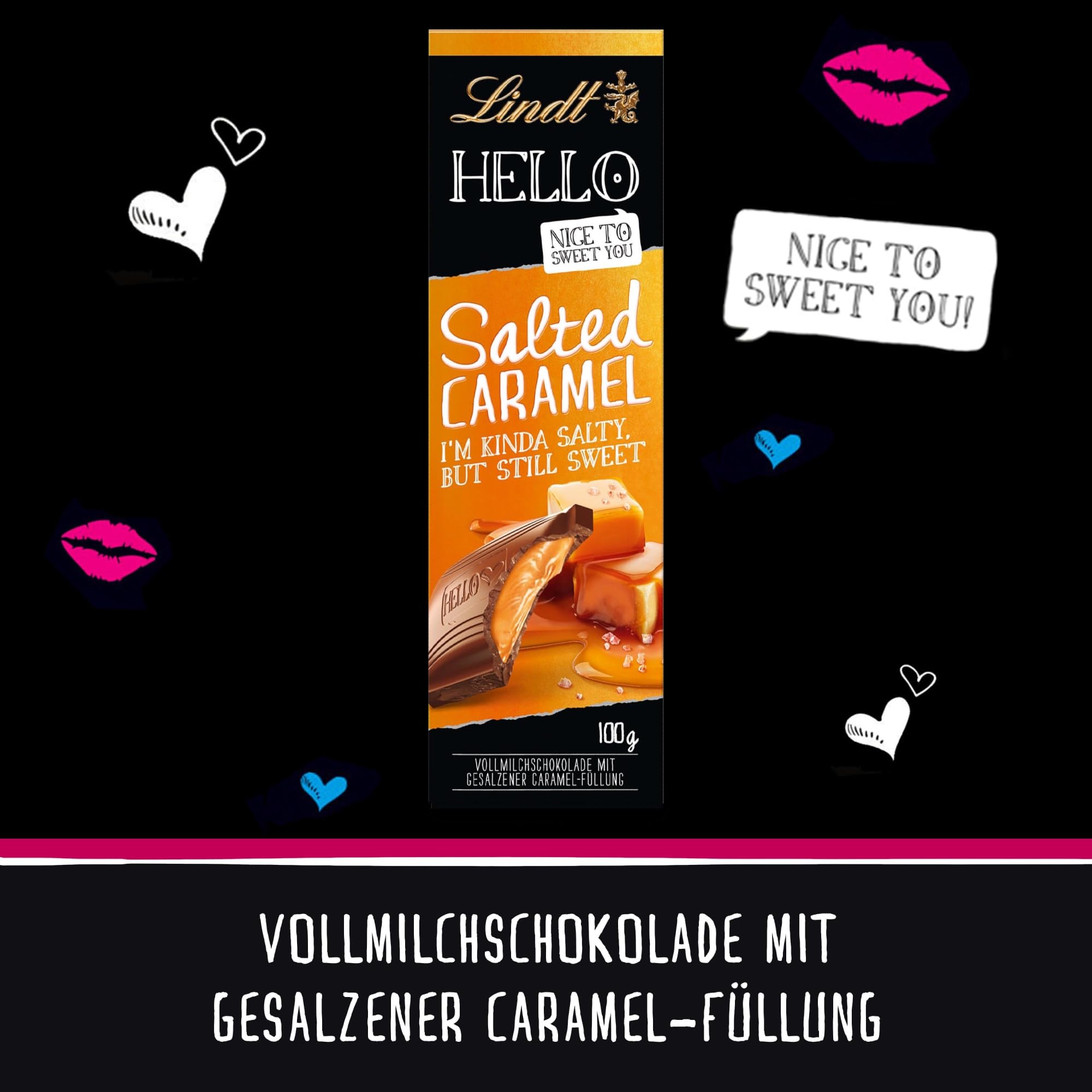 Lindt Hello Salted Caramel Milchschokoladentafel 100g