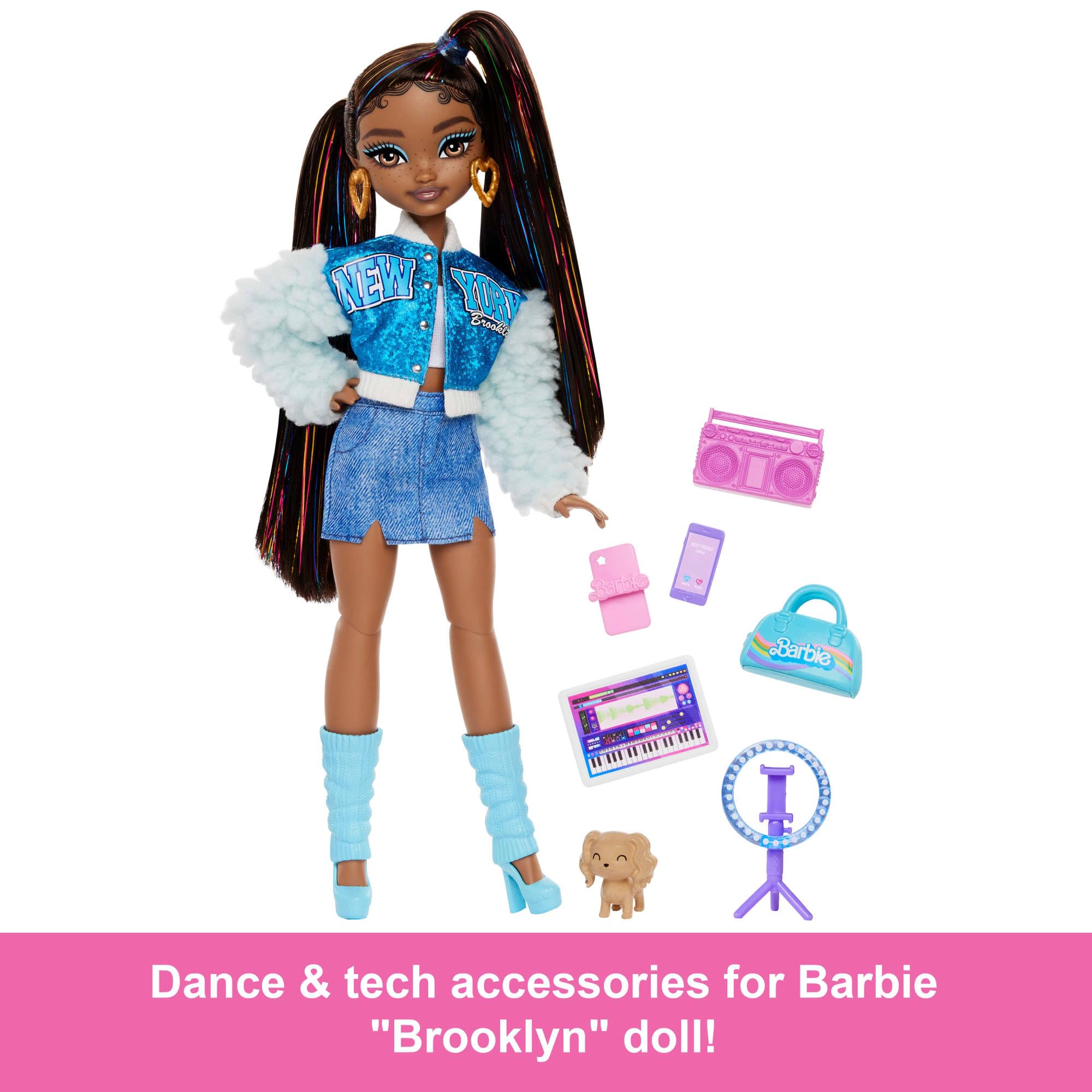 Barbie Dream Besties Playset - Brooklyn Doll with 9 Music Accessories, Posable Fashion Doll for Kids